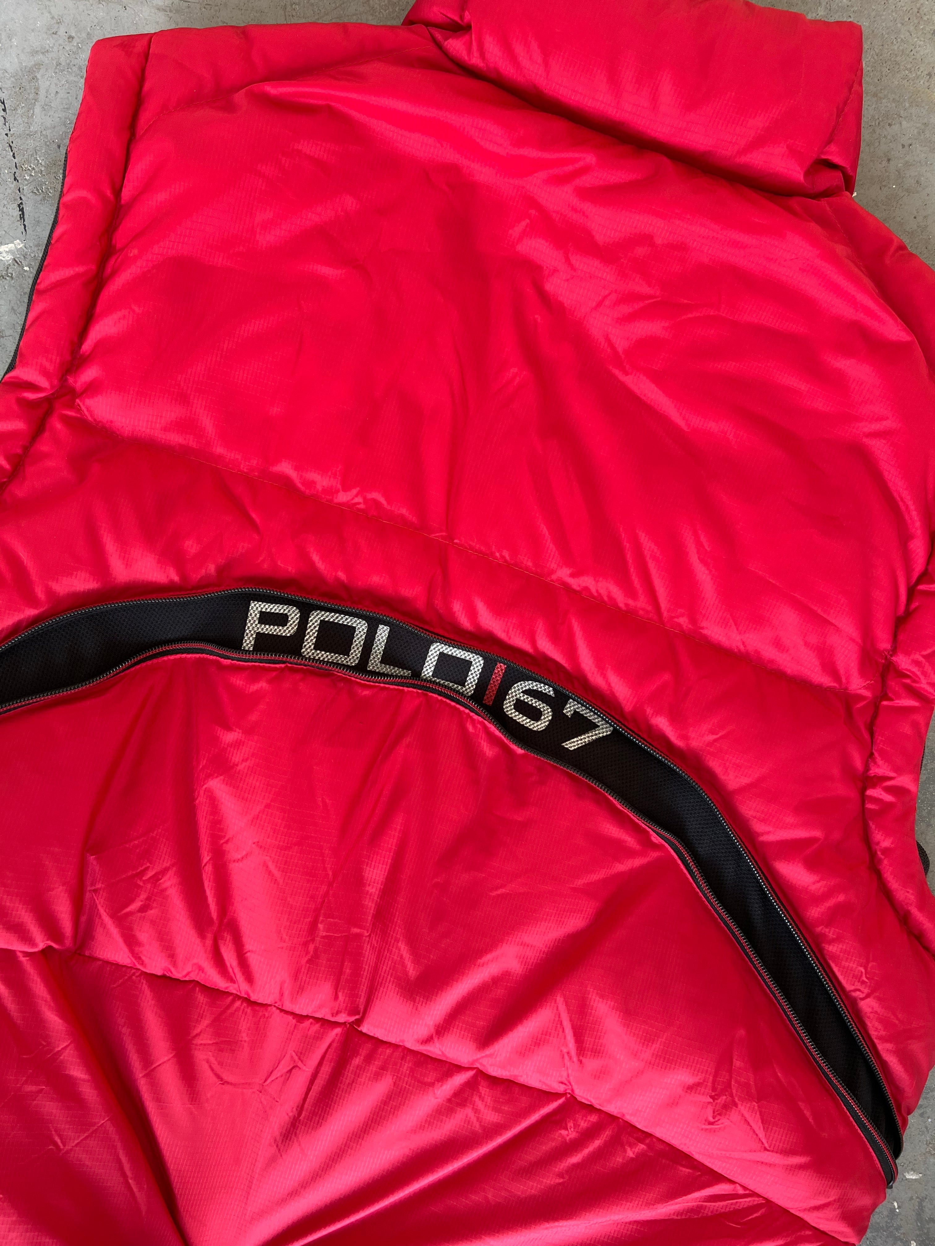 90s Polo Sport Red Puffer Vest - Size XL