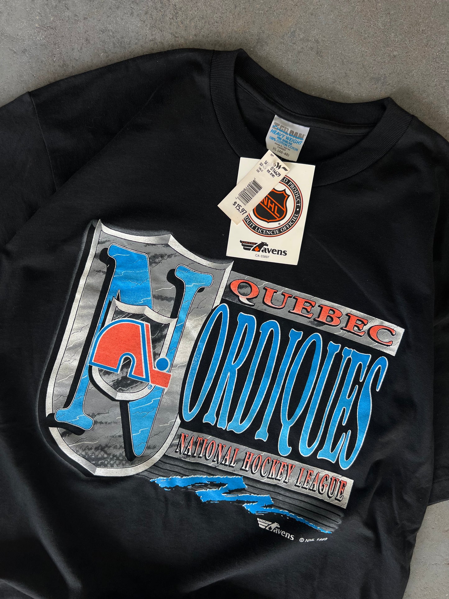 93’ NHL Quebec Nordiques tee-Sz XL