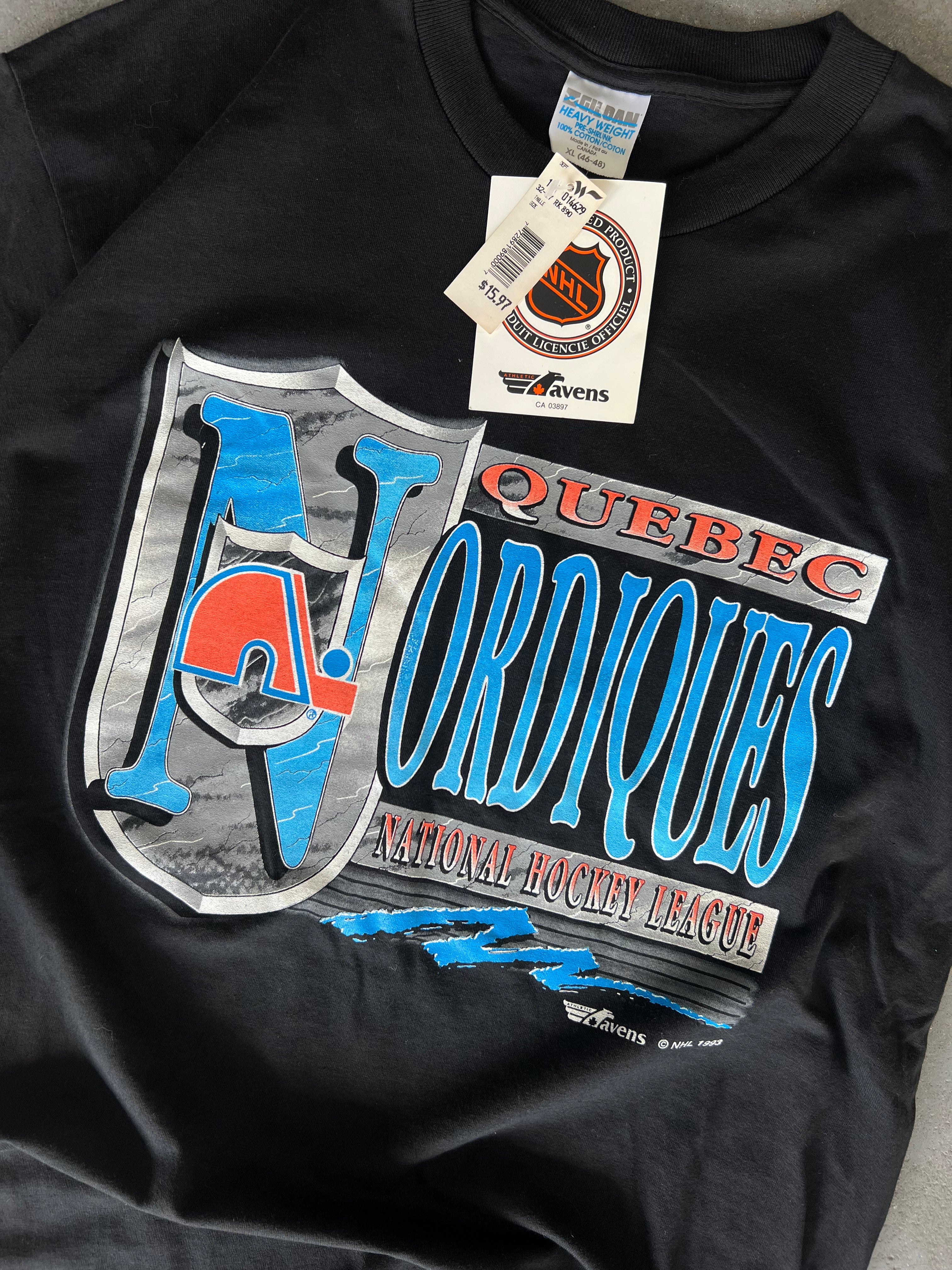 93’ NHL Quebec Nordiques tee-Sz XL