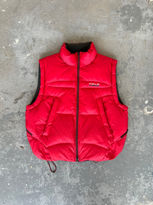 90s Polo Sport Red Puffer Vest - Size XL