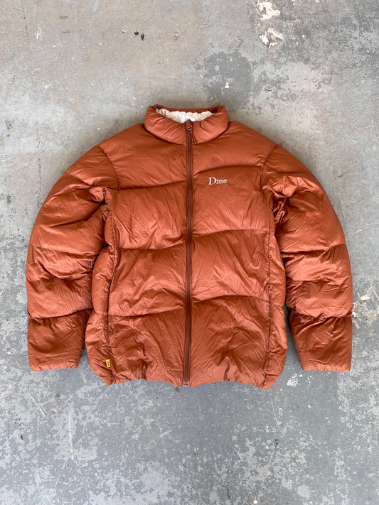 Dime MTL logo Brown Puffer Jacket - Size M