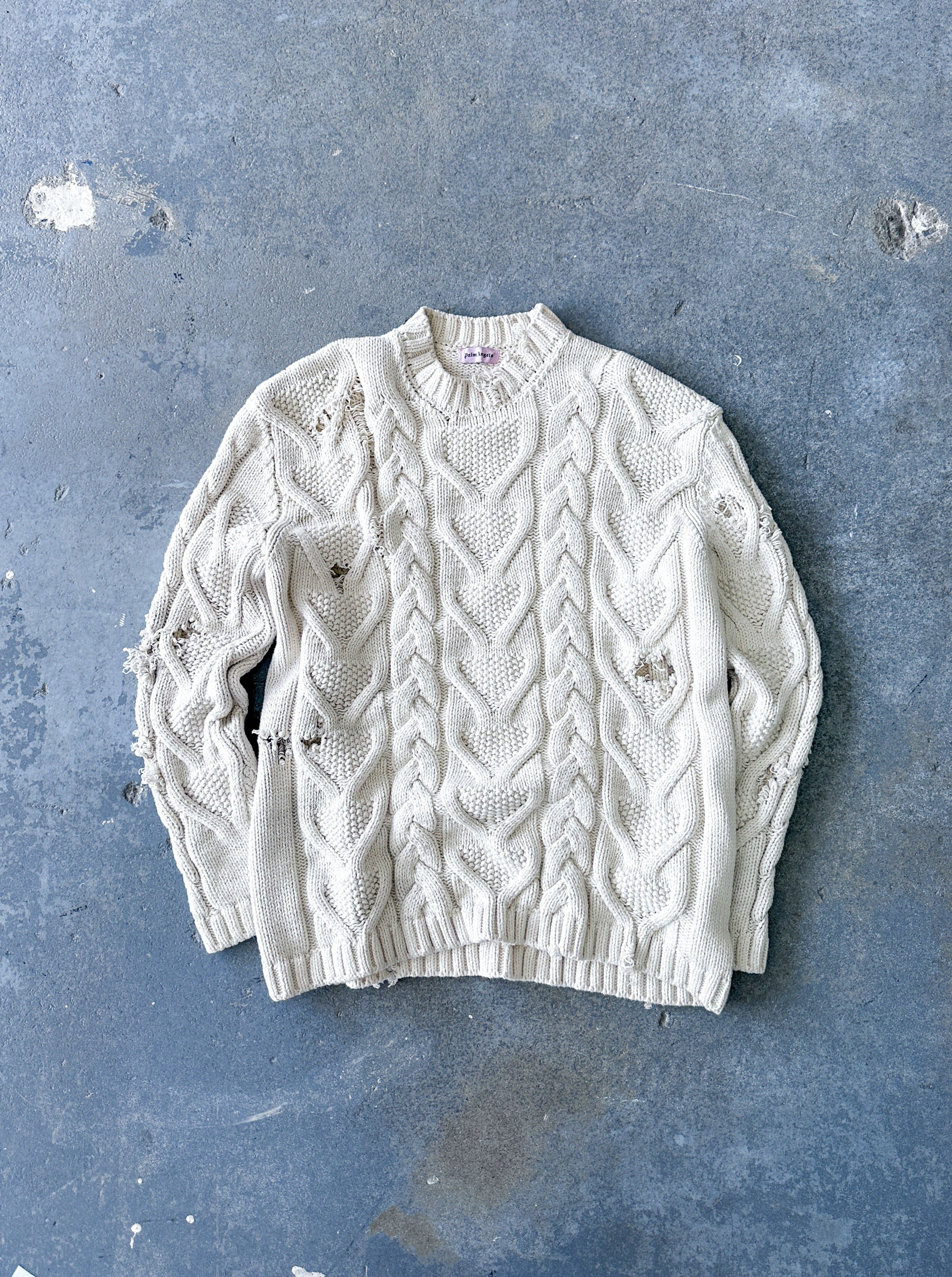 Palm Angels distressed cable knit Sweater