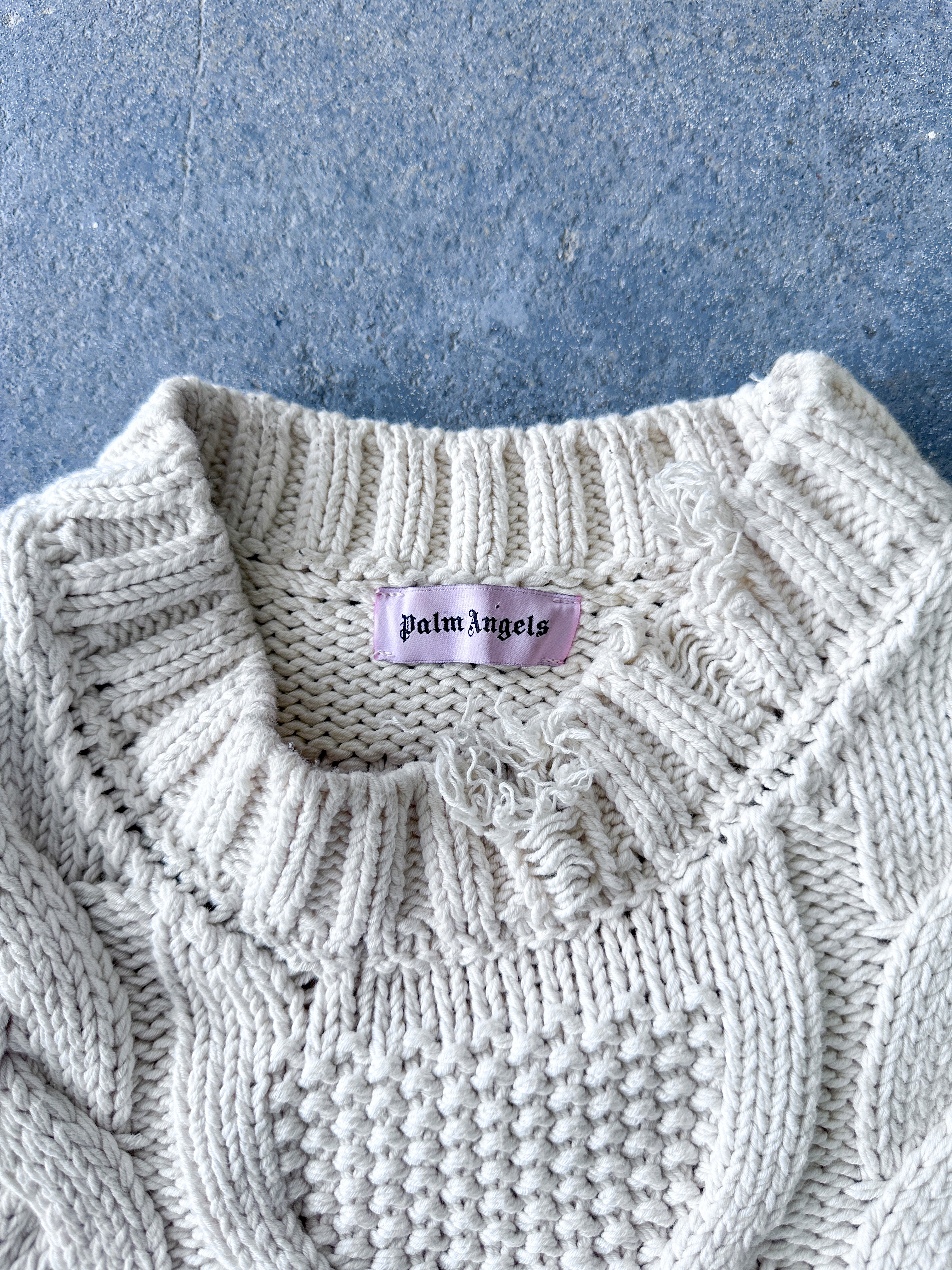 Palm Angels distressed cable knit Sweater