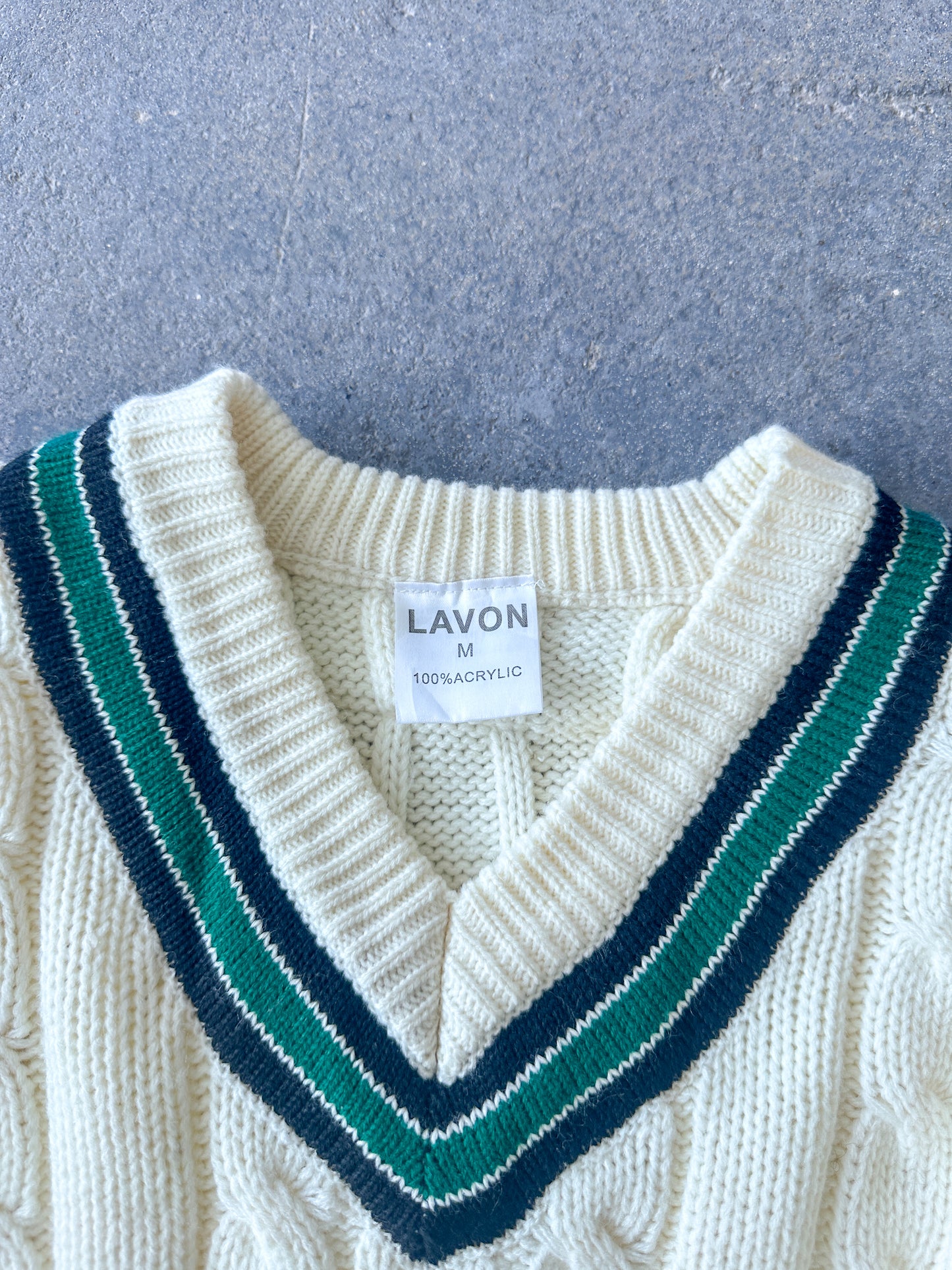 Lavon V-Neck cable knit Sweater- Sz M