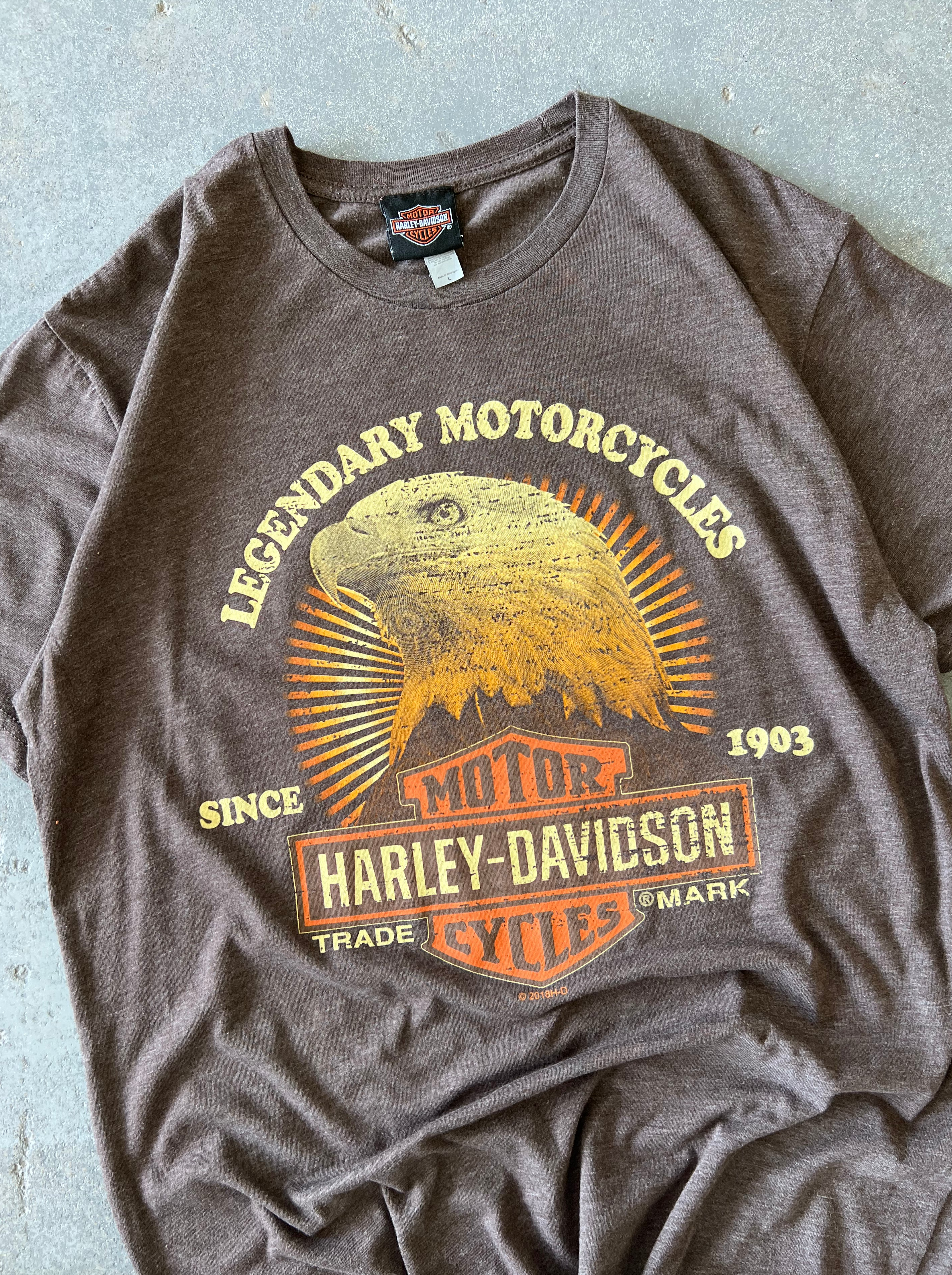 Harley Davidson High Octane. Brown tee - Sz L