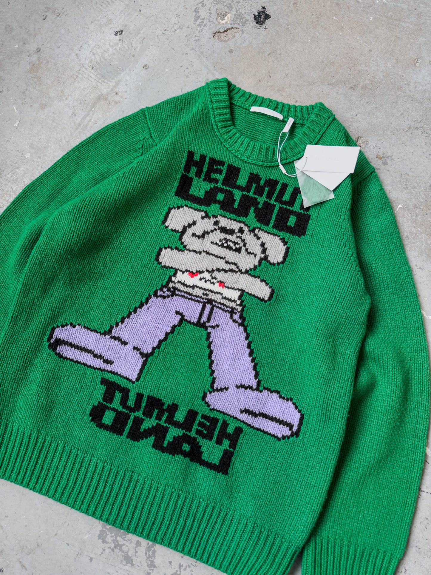 Helmut lang Dog green knit sweater - Sz L