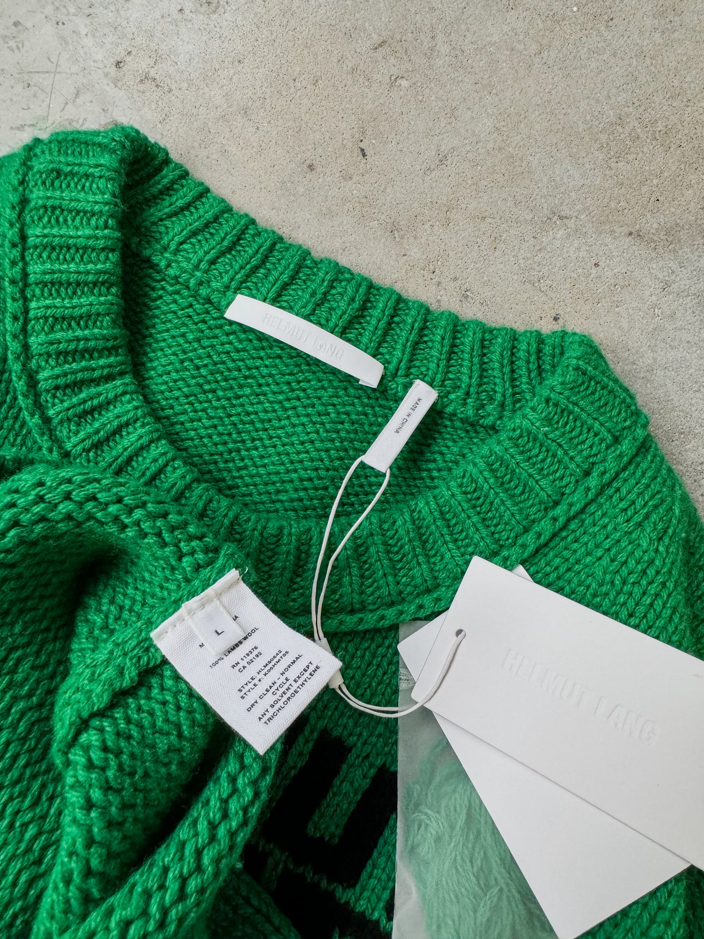 Helmut lang Dog green knit sweater - Sz L