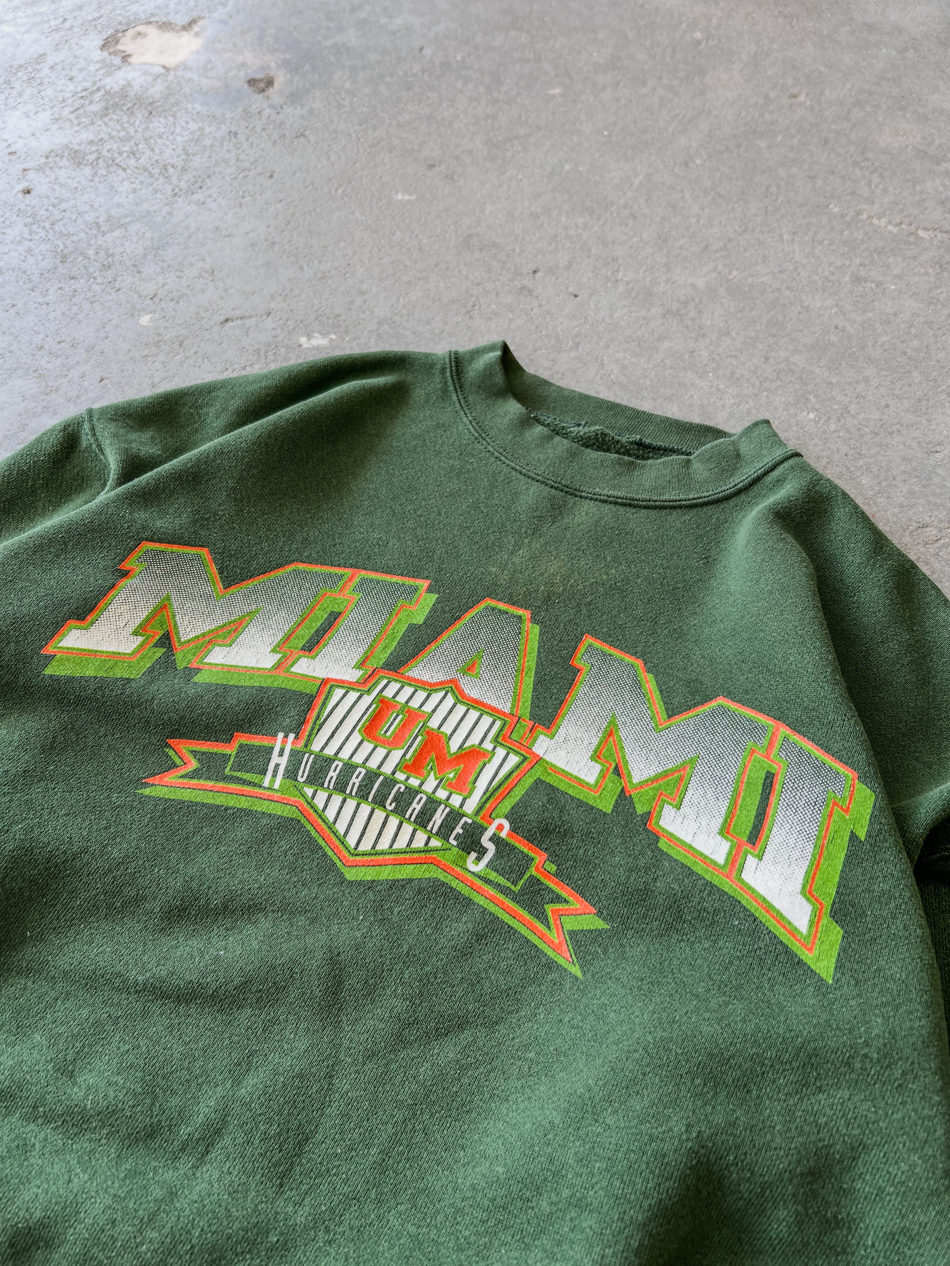 Miami Hurricanes Green Crewneck - Sz S