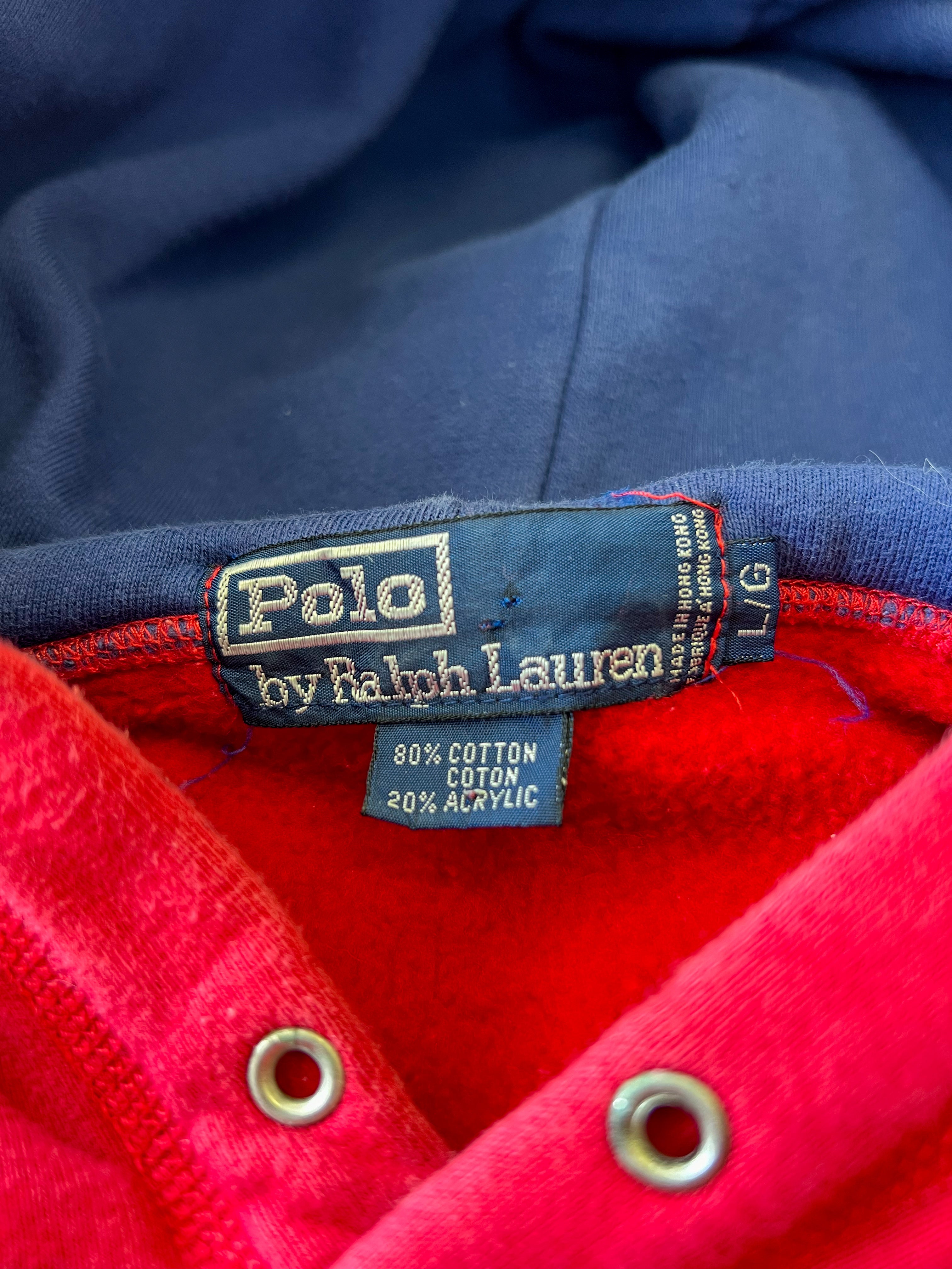 90s Polo Ralph Lauren Crest red hoodie - Sz L