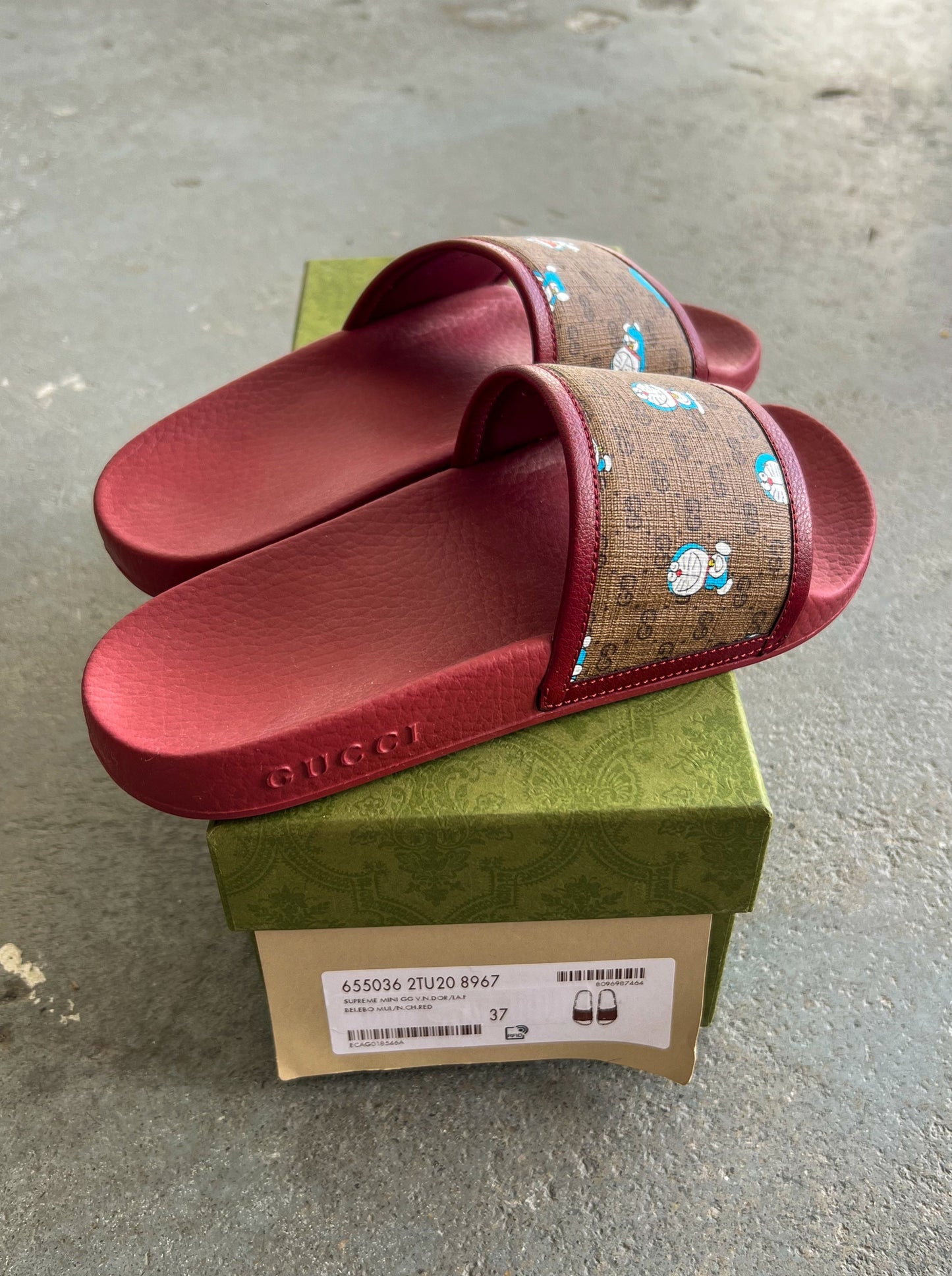 Gucci Mini GG burgundy slide - Sz 37EU