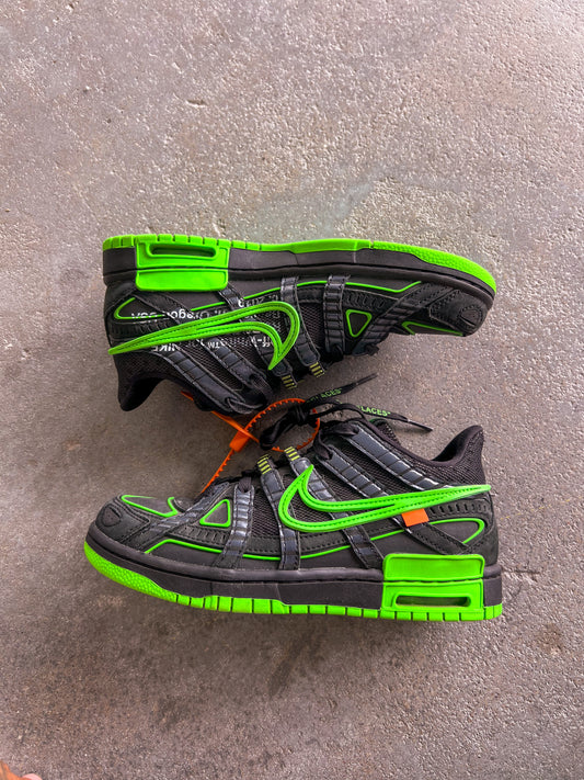 Nike/OW Rubber Dunk low black/green - Sz 6US/7.5W