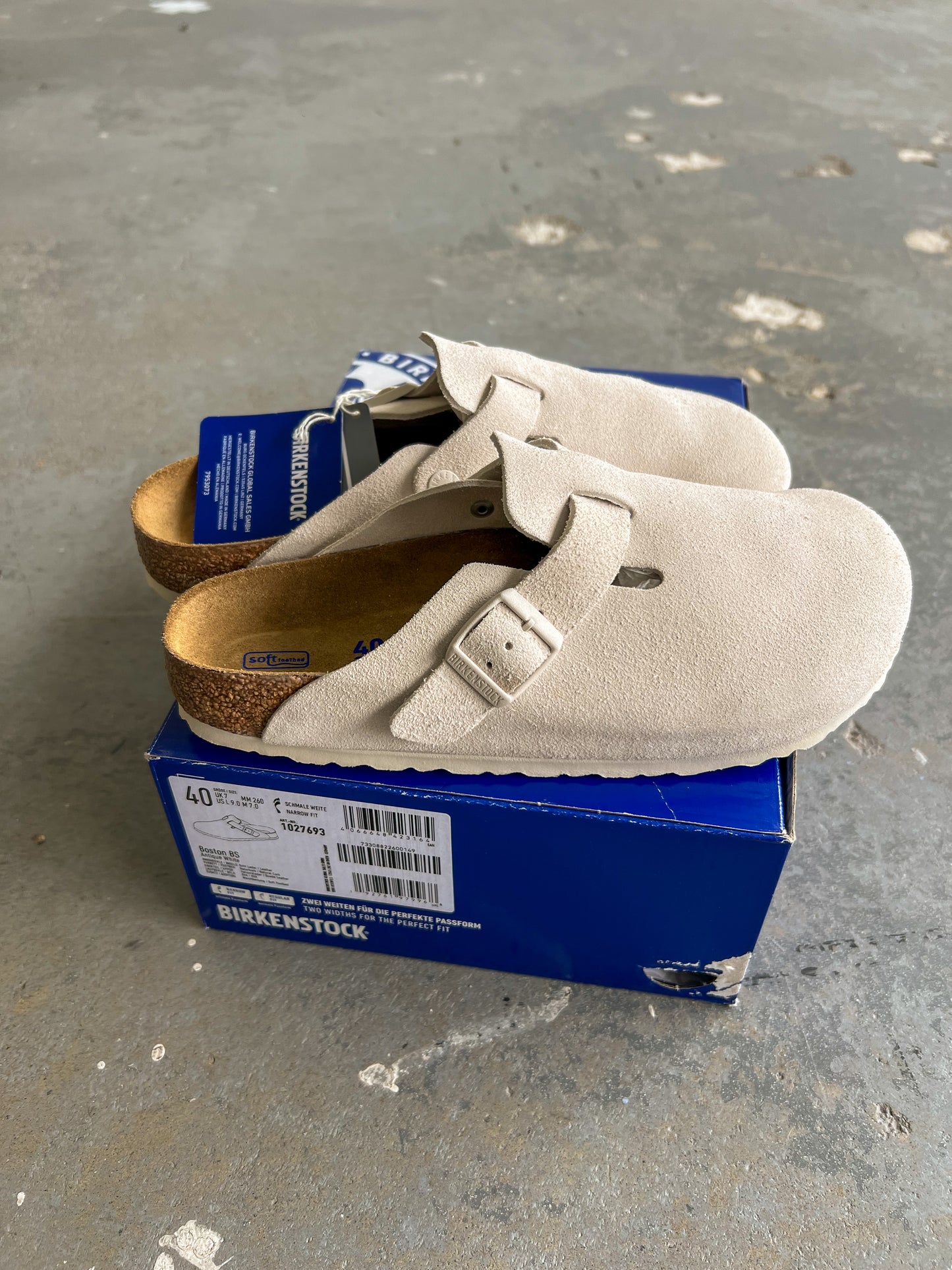 Birkenstock Boston Antique White - Sz 40EU