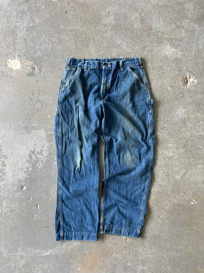 Carhartt original dungaree fit blue pants - Sz 36x32 stained*