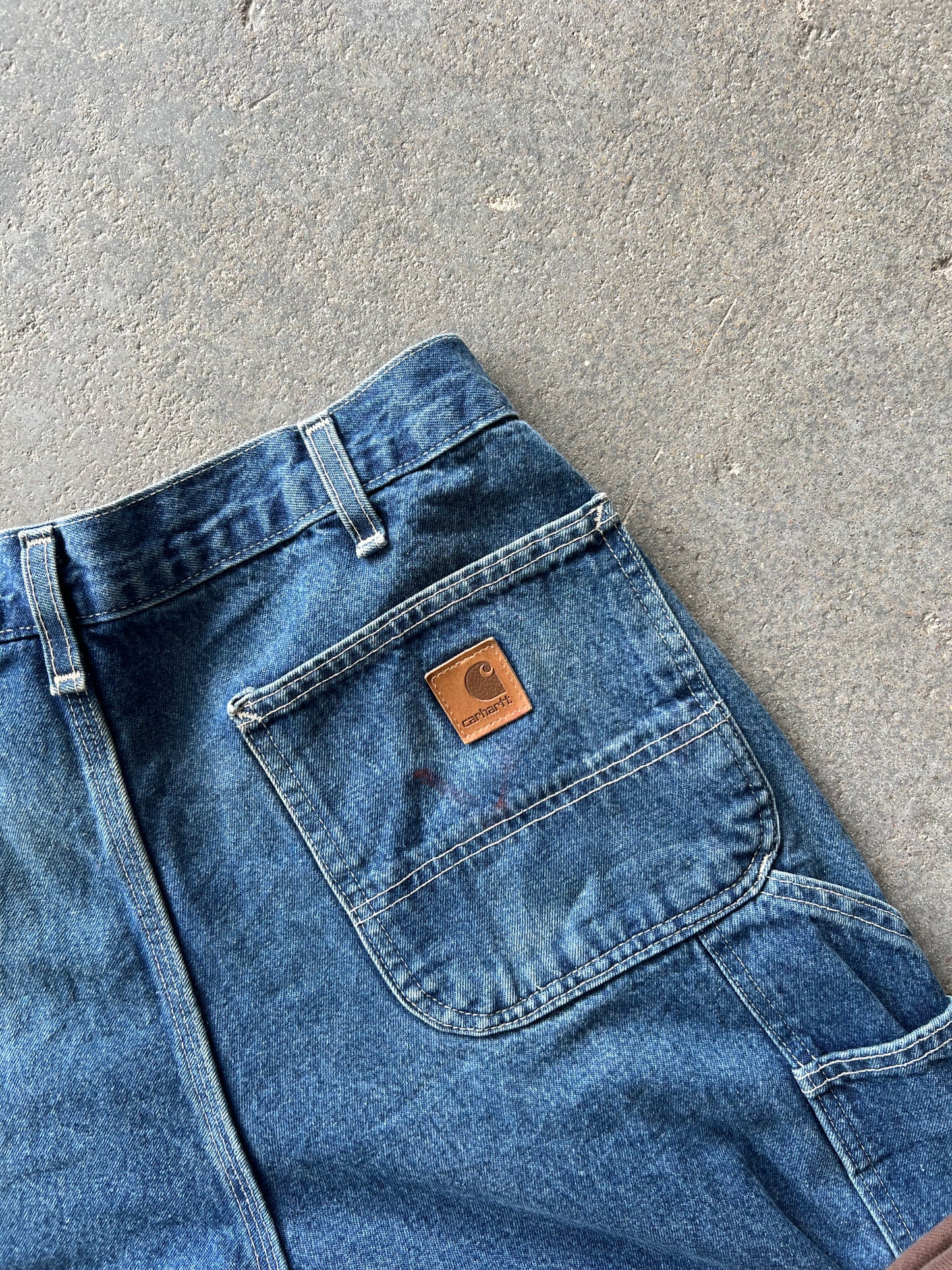 Carhartt original dungaree fit blue pants - Sz 36x32 stained*