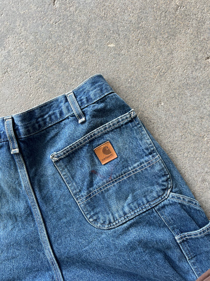 Carhartt original dungaree fit blue pants - Sz 36x32 stained*