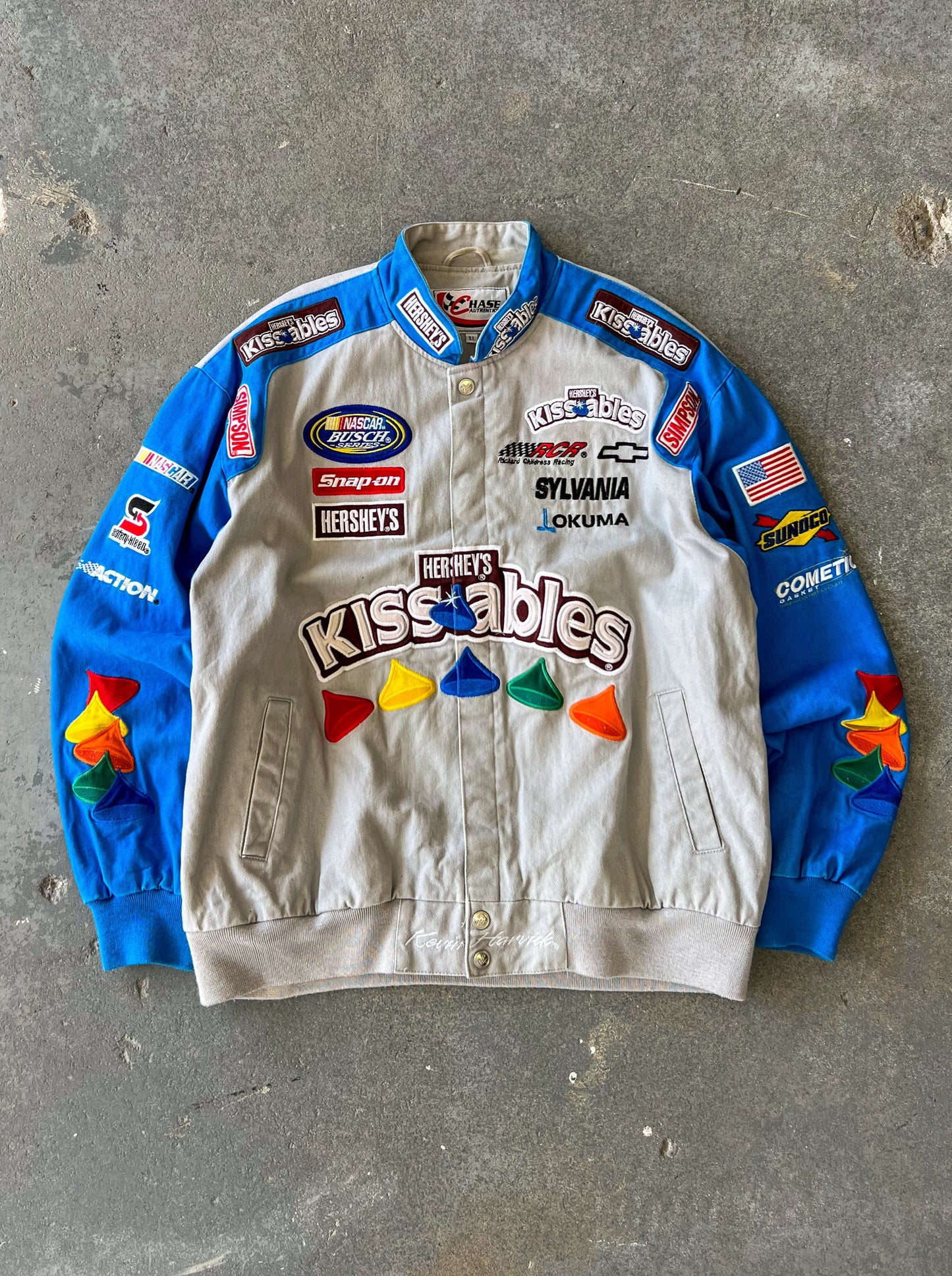 Chase authentic Kevin harvick Hershey's kissables race bomber jacket - Sz XL