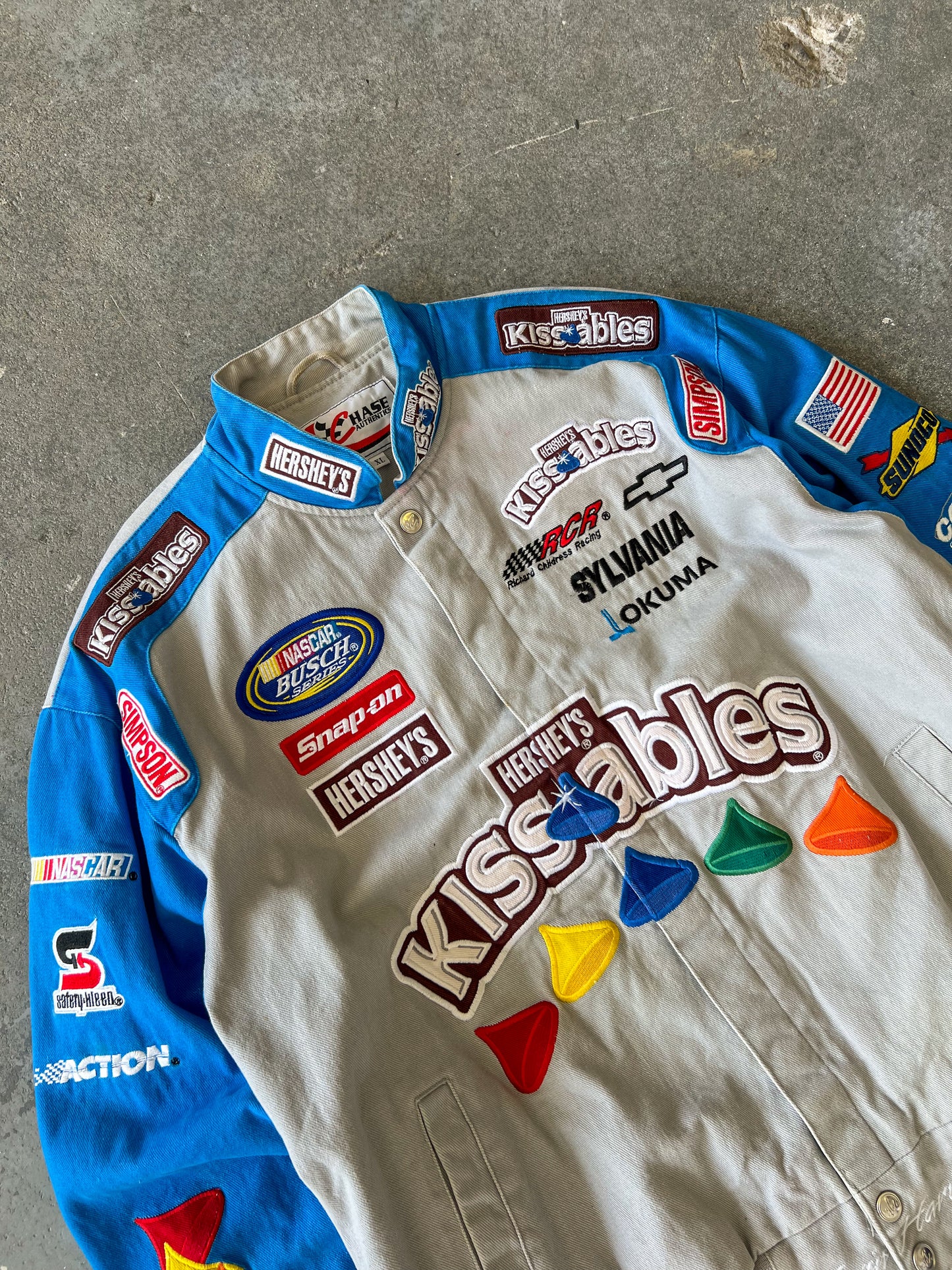 Chase authentic Kevin harvick Hershey's kissables race bomber jacket - Sz XL