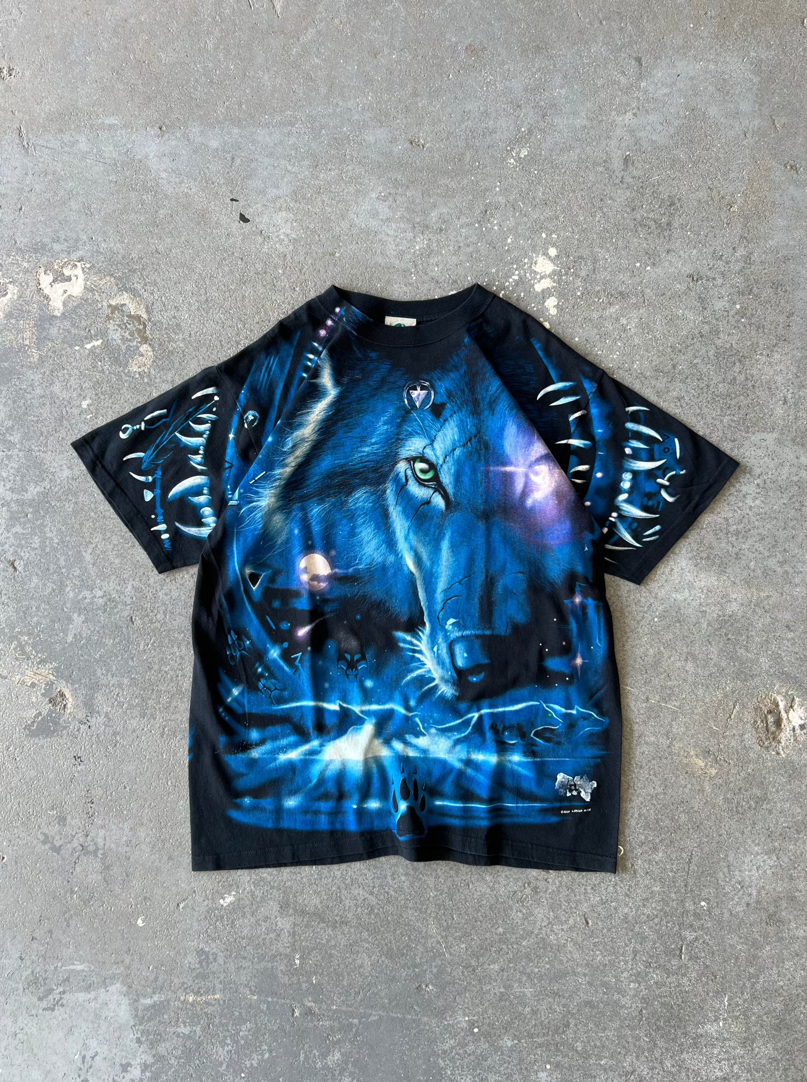 2001 Liquid blue Wolf tee - Sz XL