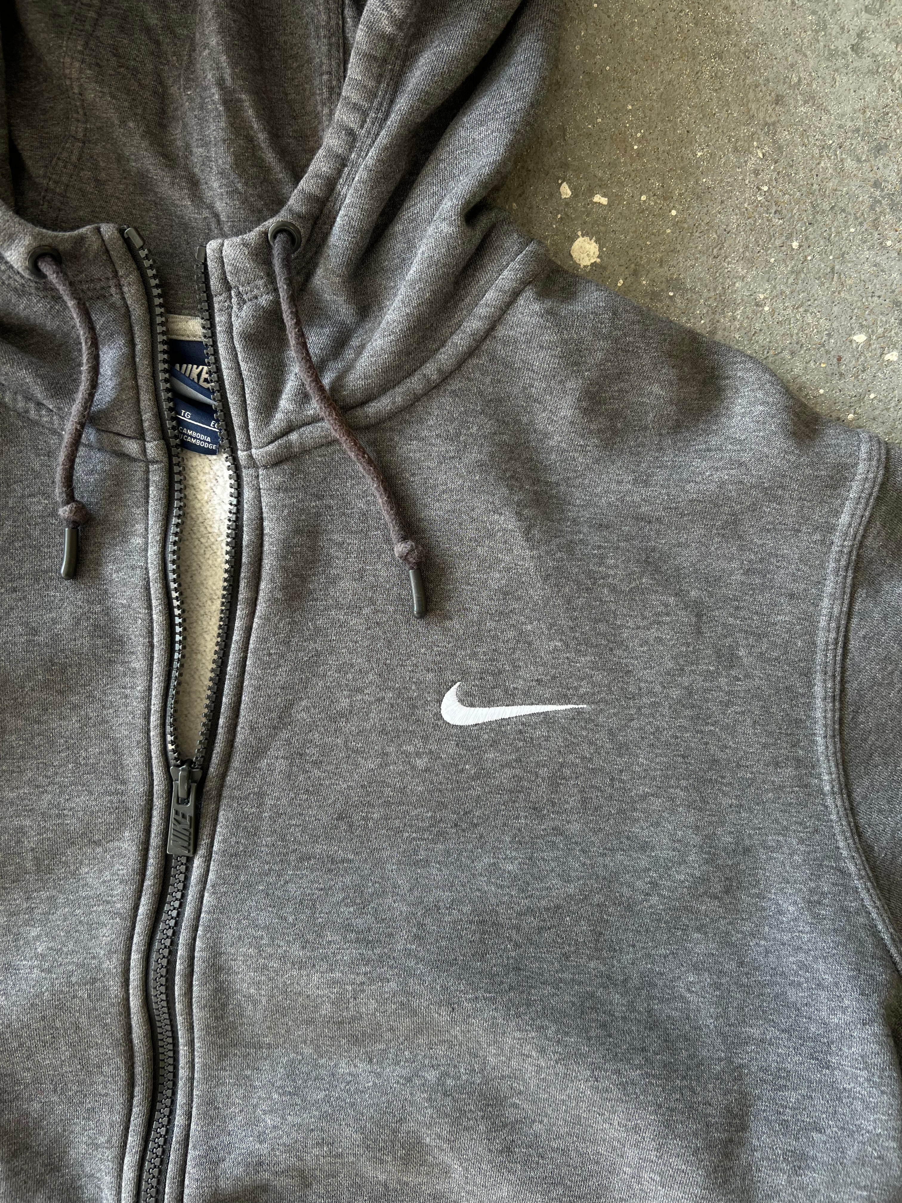 Y2K Nike big swoosh grey zip-up - Sz XL