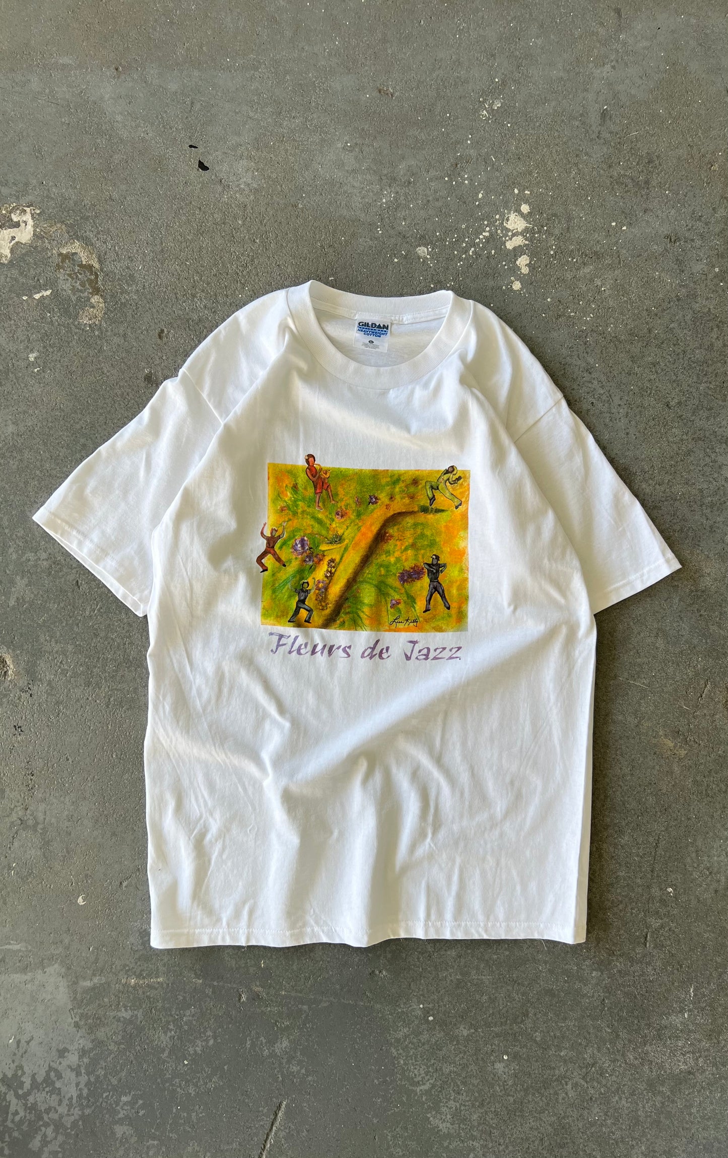 Y2K Fleur de Jazz white tee - Sz L