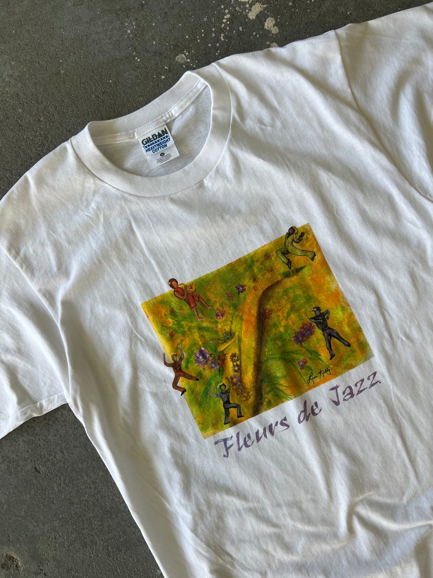 Y2K Fleur de Jazz white tee - Sz L