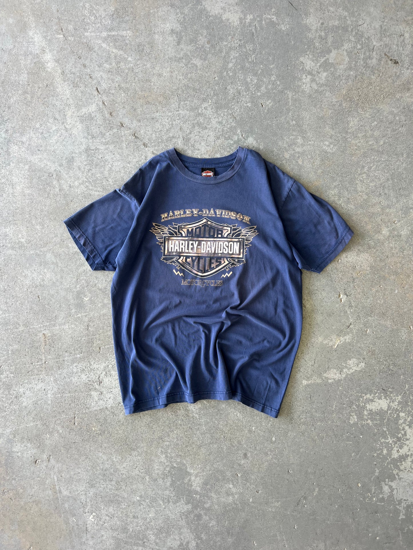 Y2K harley Davidson Kitty hawk navy tee - Sz M