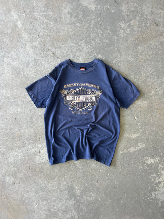 Y2K harley Davidson Kitty hawk navy tee - Sz M