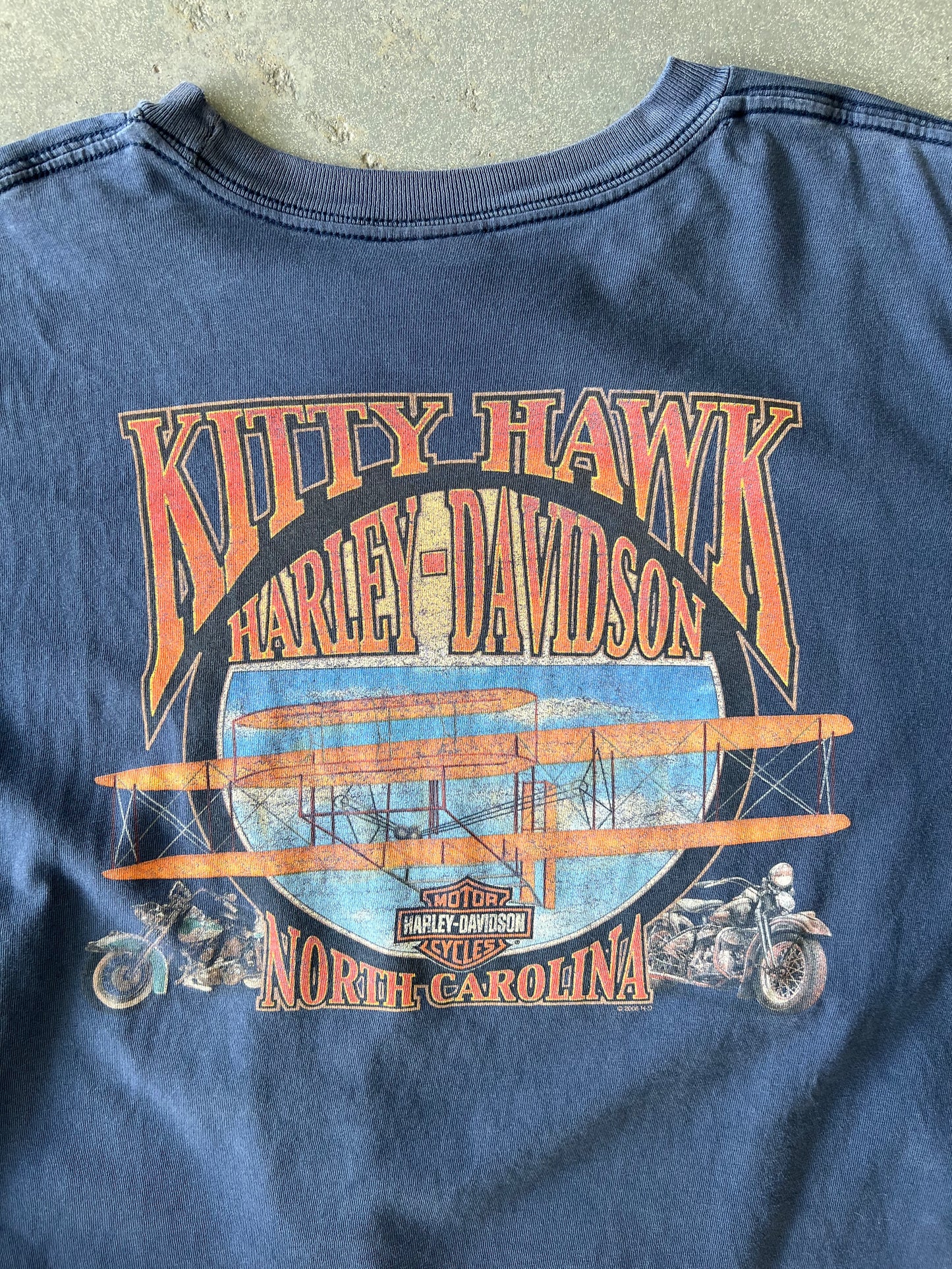 Y2K harley Davidson Kitty hawk navy tee - Sz M