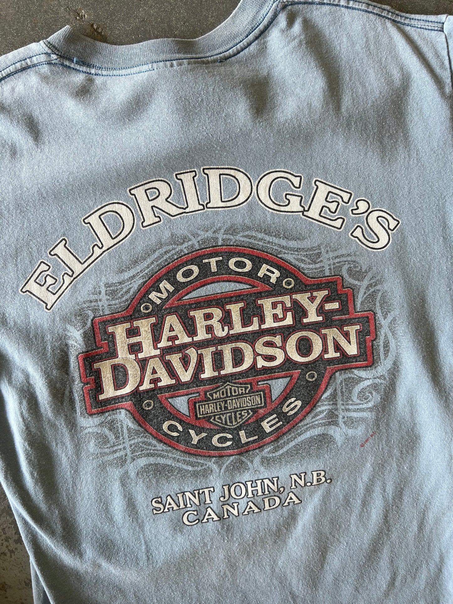 Y2K Harley Davidson Elridge's Light blue tee - Sz M