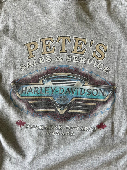 Y2K Harley Davidson Pete’s Sales and Services grey tee - Sz M