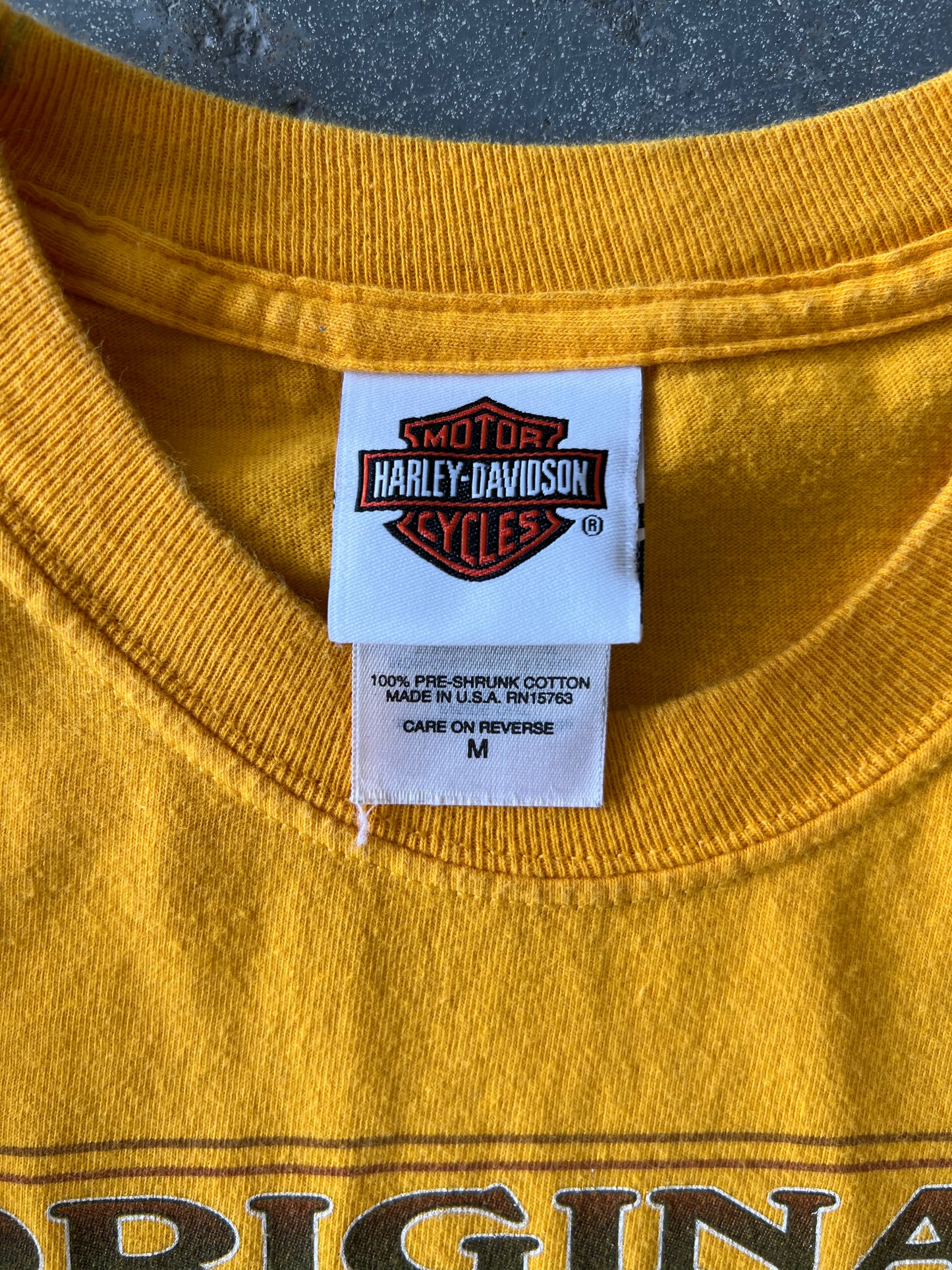 Y2K Harley Davidson 20 Years Bumpus Memphis yellow tee - Sz M