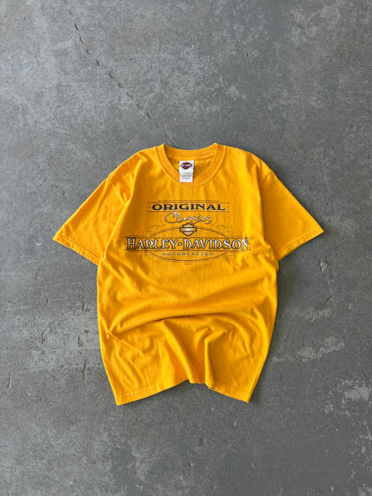 Y2K Harley Davidson 20 Years Bumpus Memphis yellow tee - Sz M