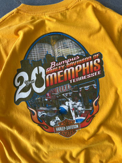 Y2K Harley Davidson 20 Years Bumpus Memphis yellow tee - Sz M