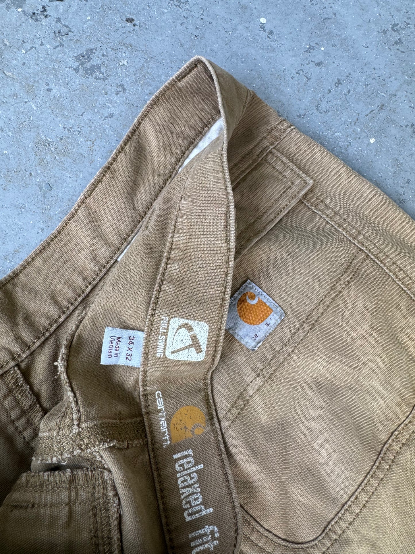 Carhartt relaxed fit light workpants Sz 34x32 stained*