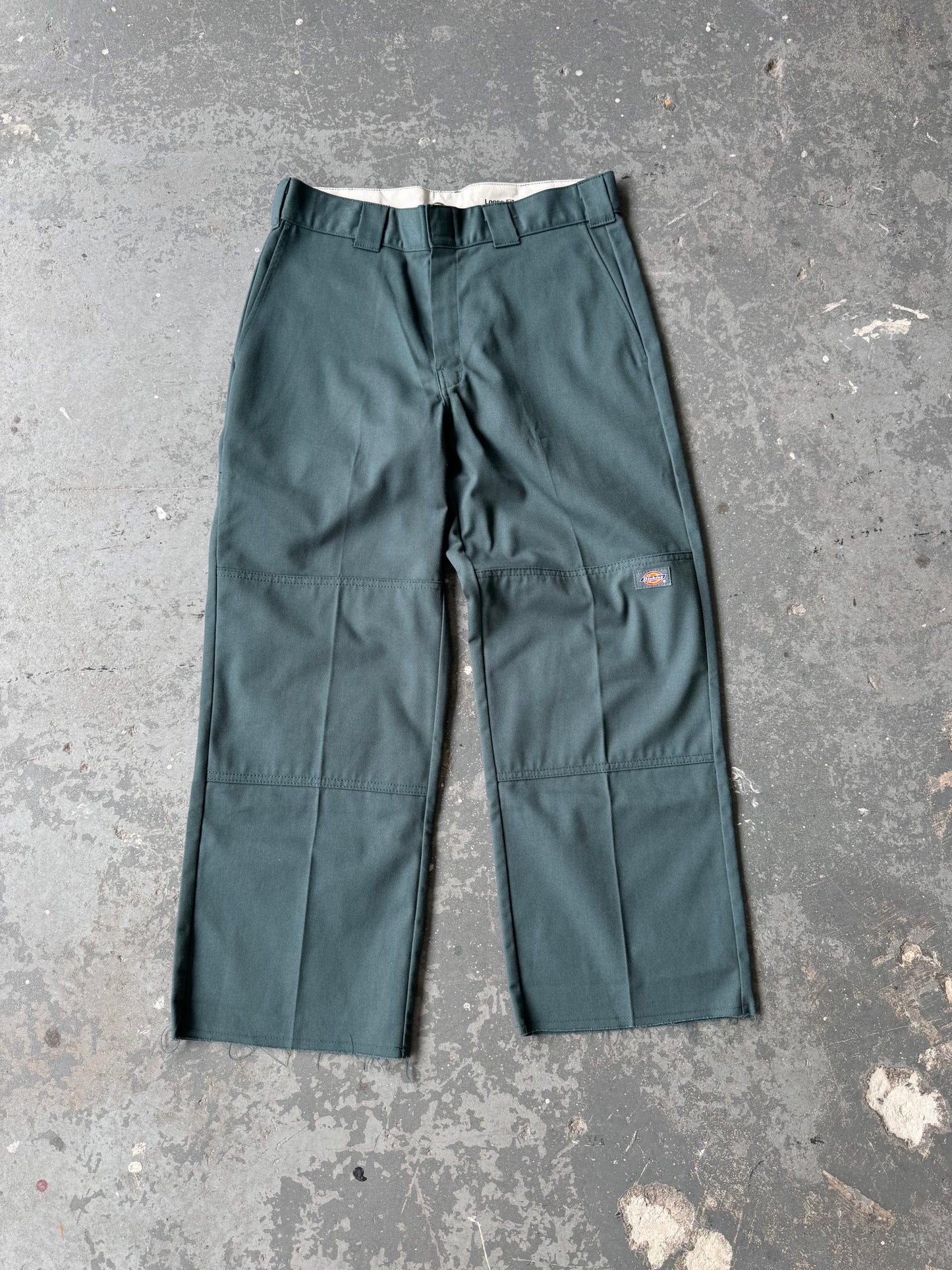 New Dickies twill work pants loose fit straight fit dark green Sz 32x27