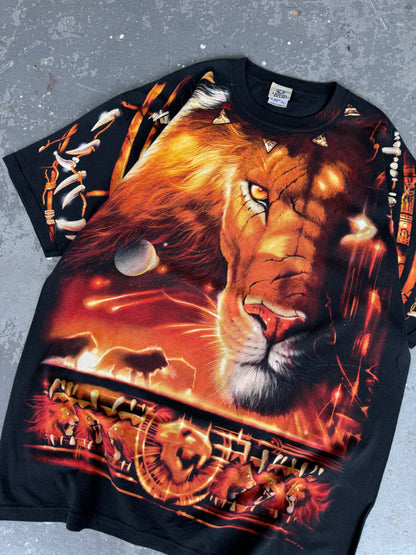 Y2K Liquid blue Lion tee - Sz XL