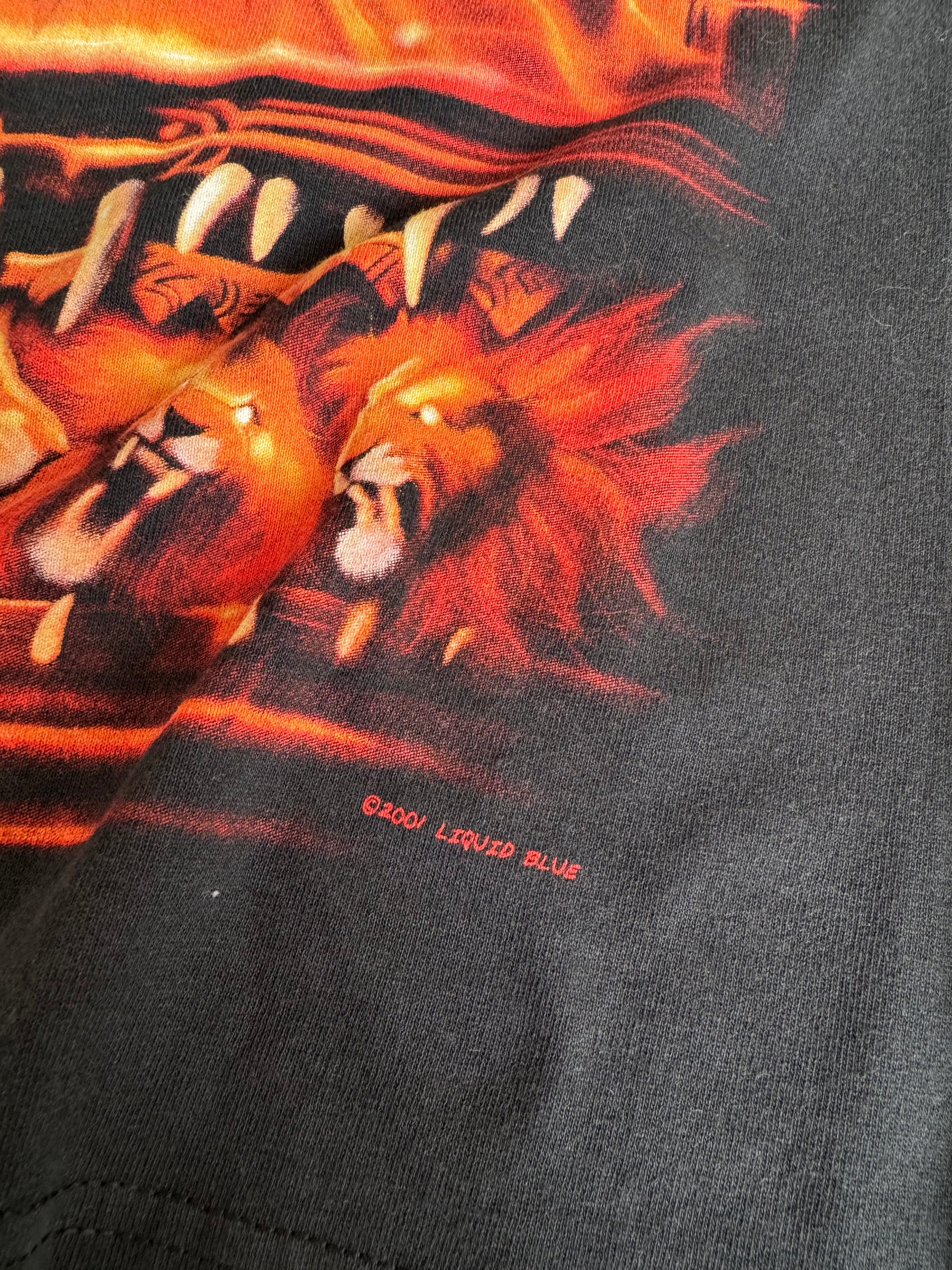 Y2K Liquid blue Lion tee - Sz XL