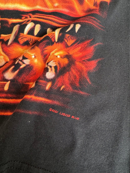 Y2K Liquid blue Lion tee - Sz XL