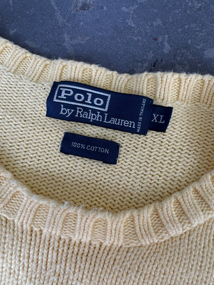 90s Polo Knit yellow sweater - Sz XL