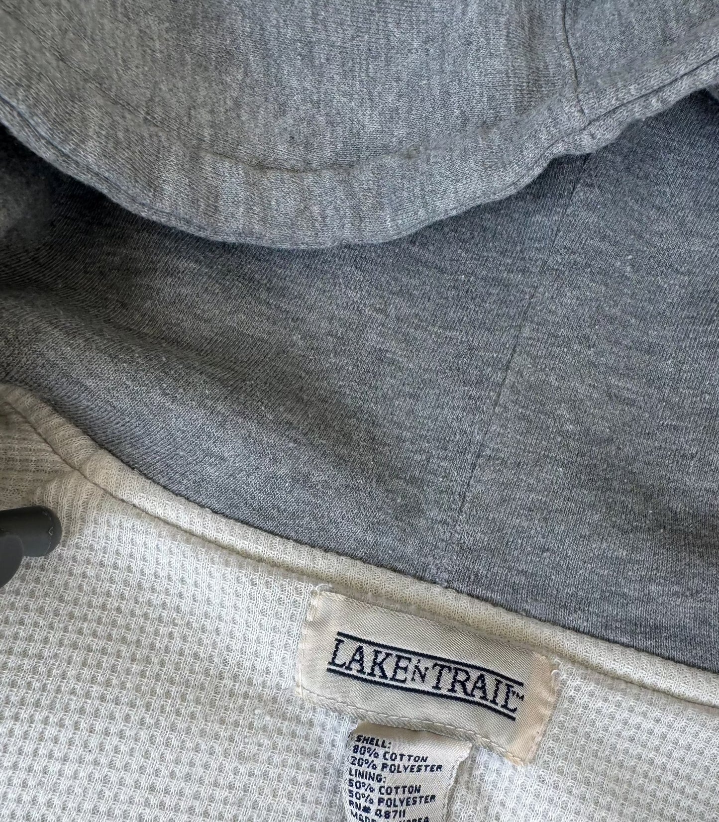 LakenTrail Grey Thermal Zip-up Hoodie- Sz XXXL