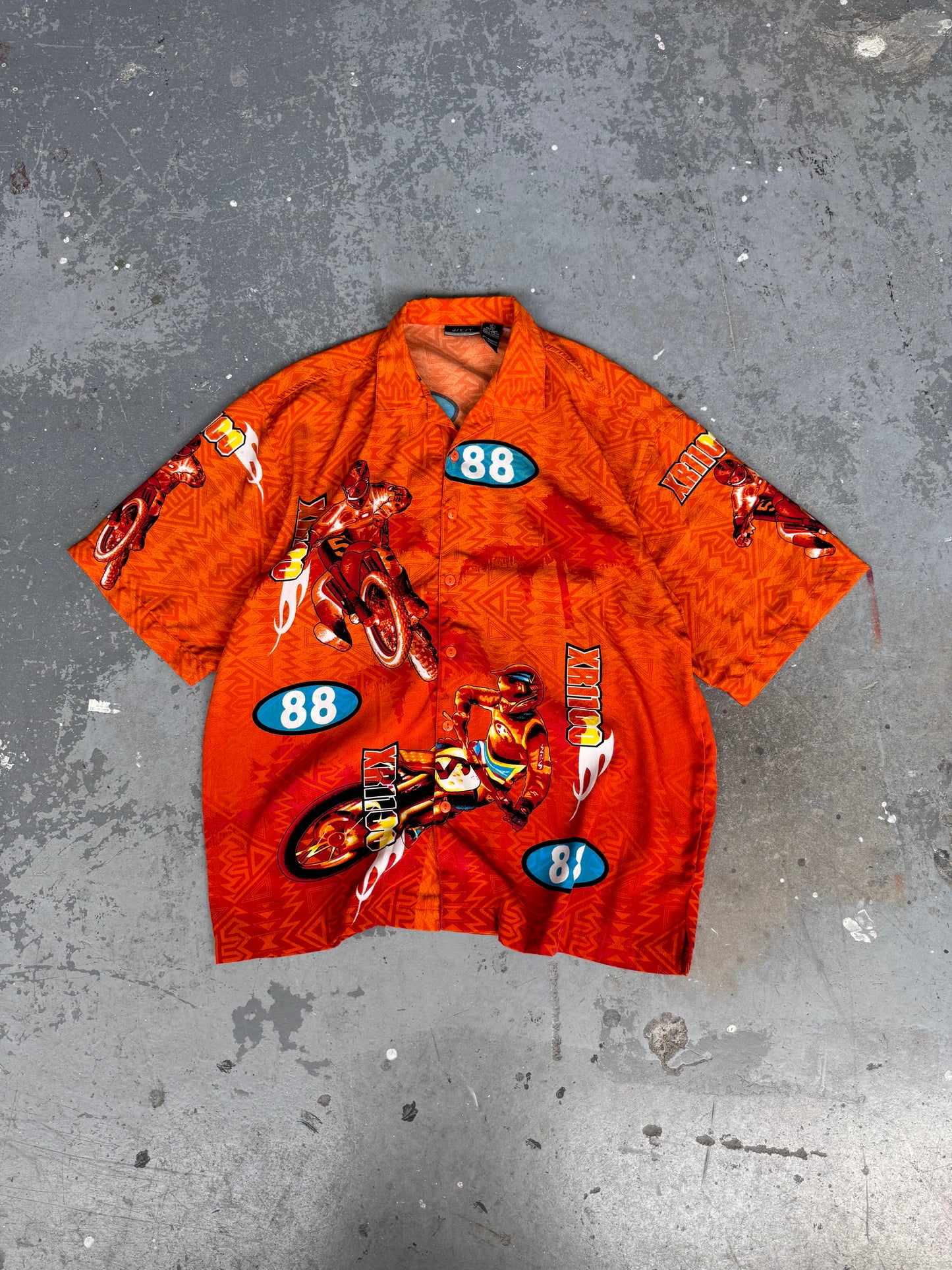 Y2K J/E/T Streetwear Motocross Shirt - Sz L