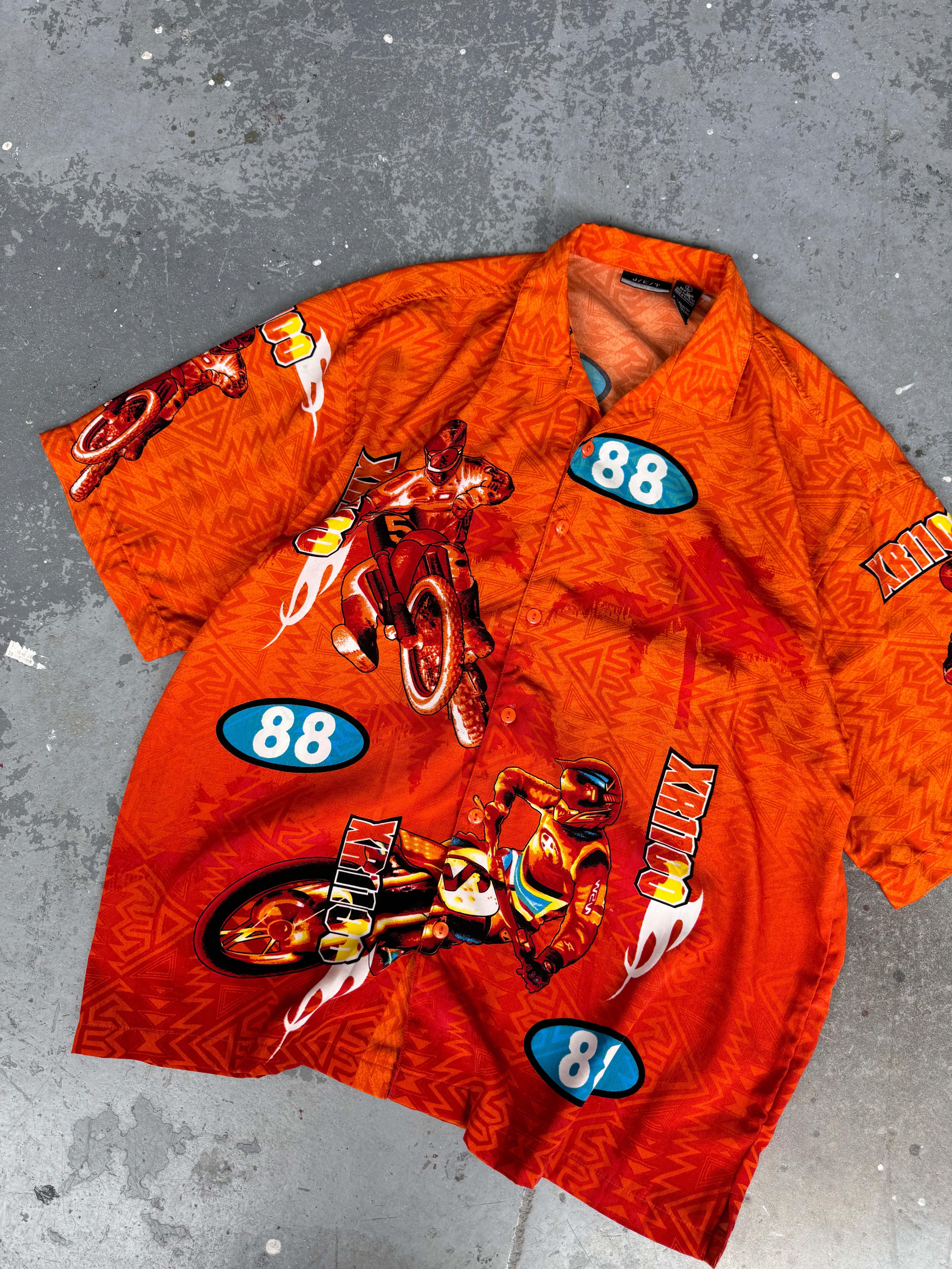 Y2K J/E/T Streetwear Motocross Shirt - Sz L