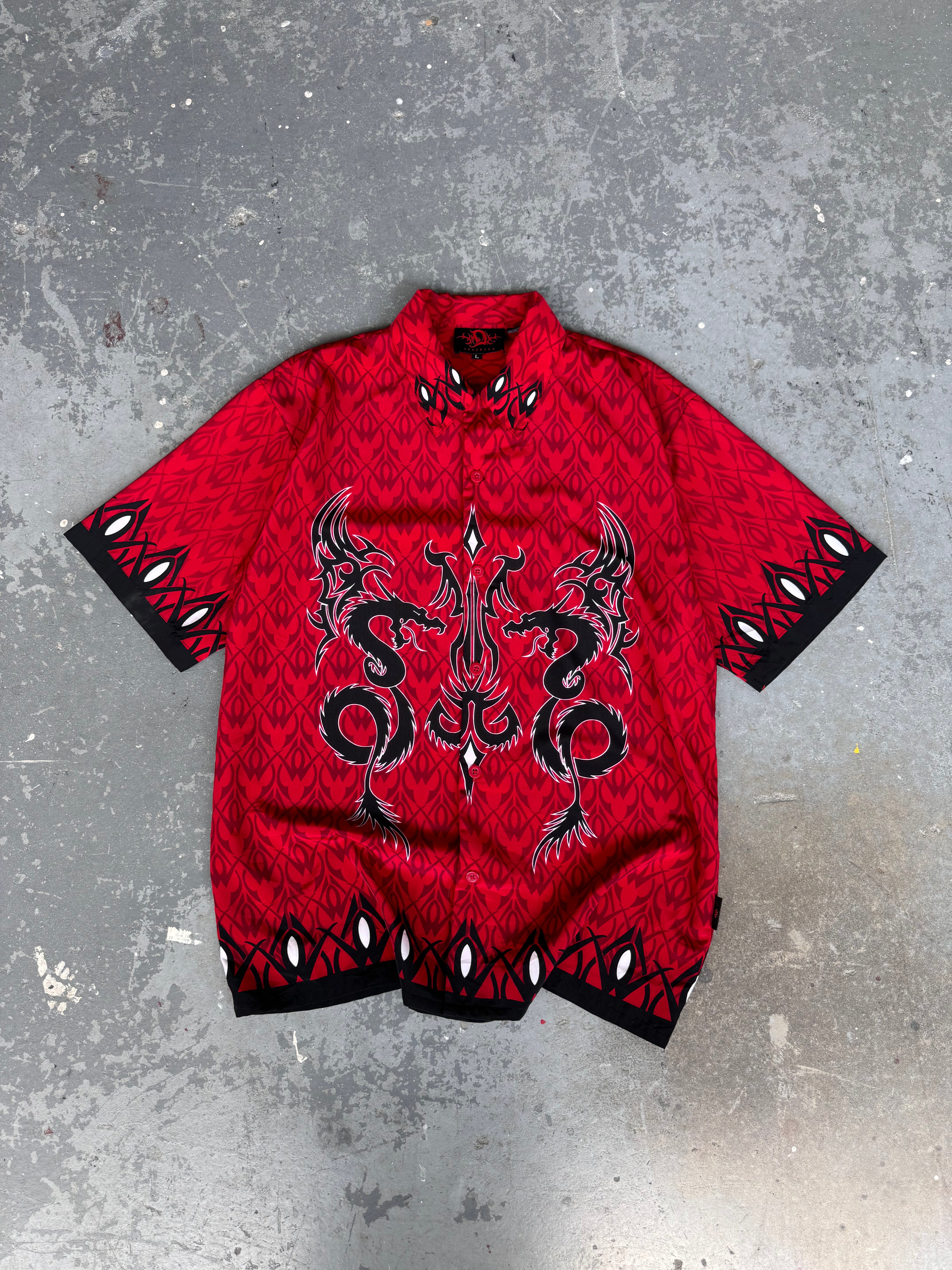 Y2K D Clothing Tribal Red Shirt - Sz L