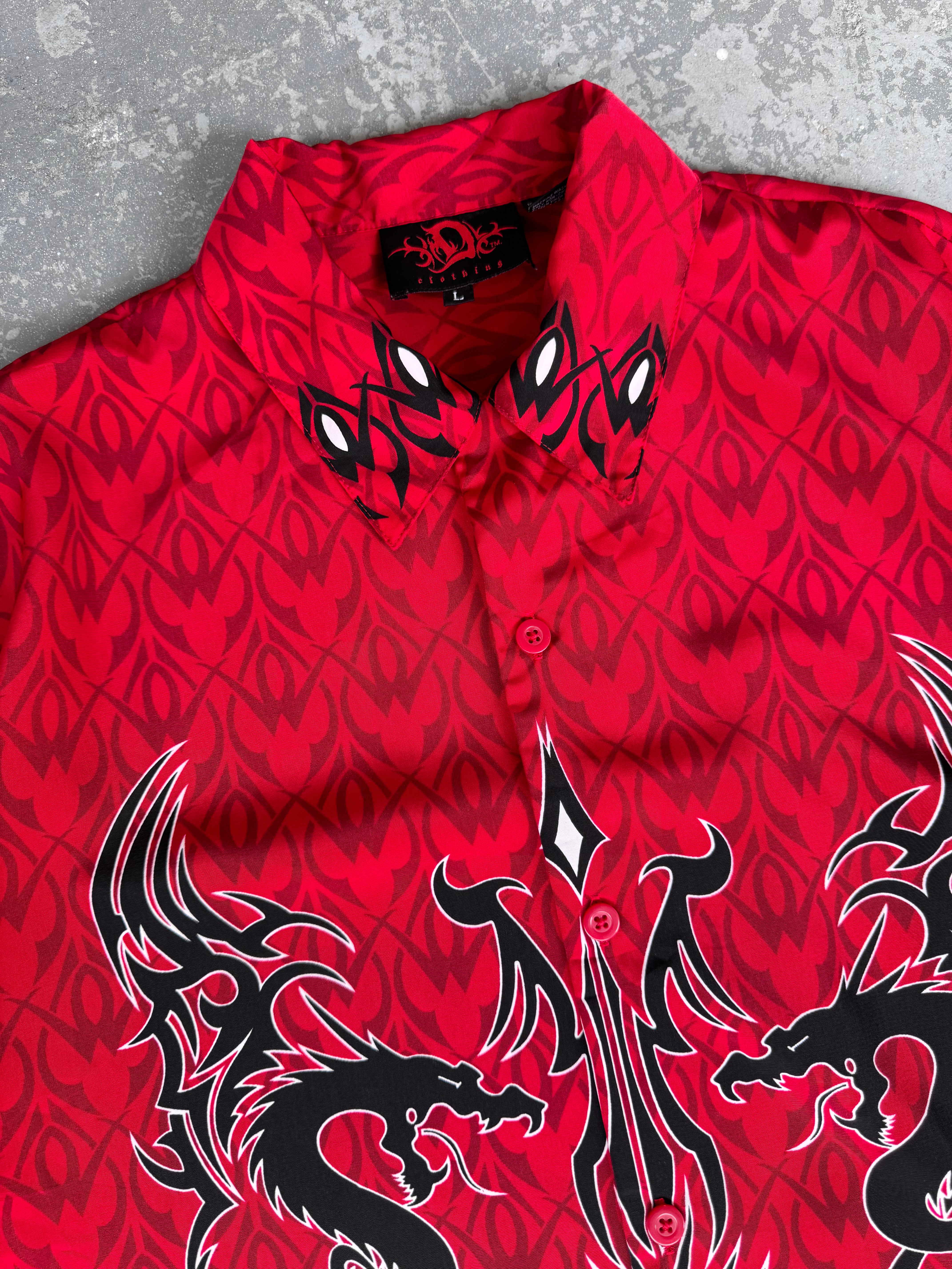 Y2K D Clothing Tribal Red Shirt - Sz L