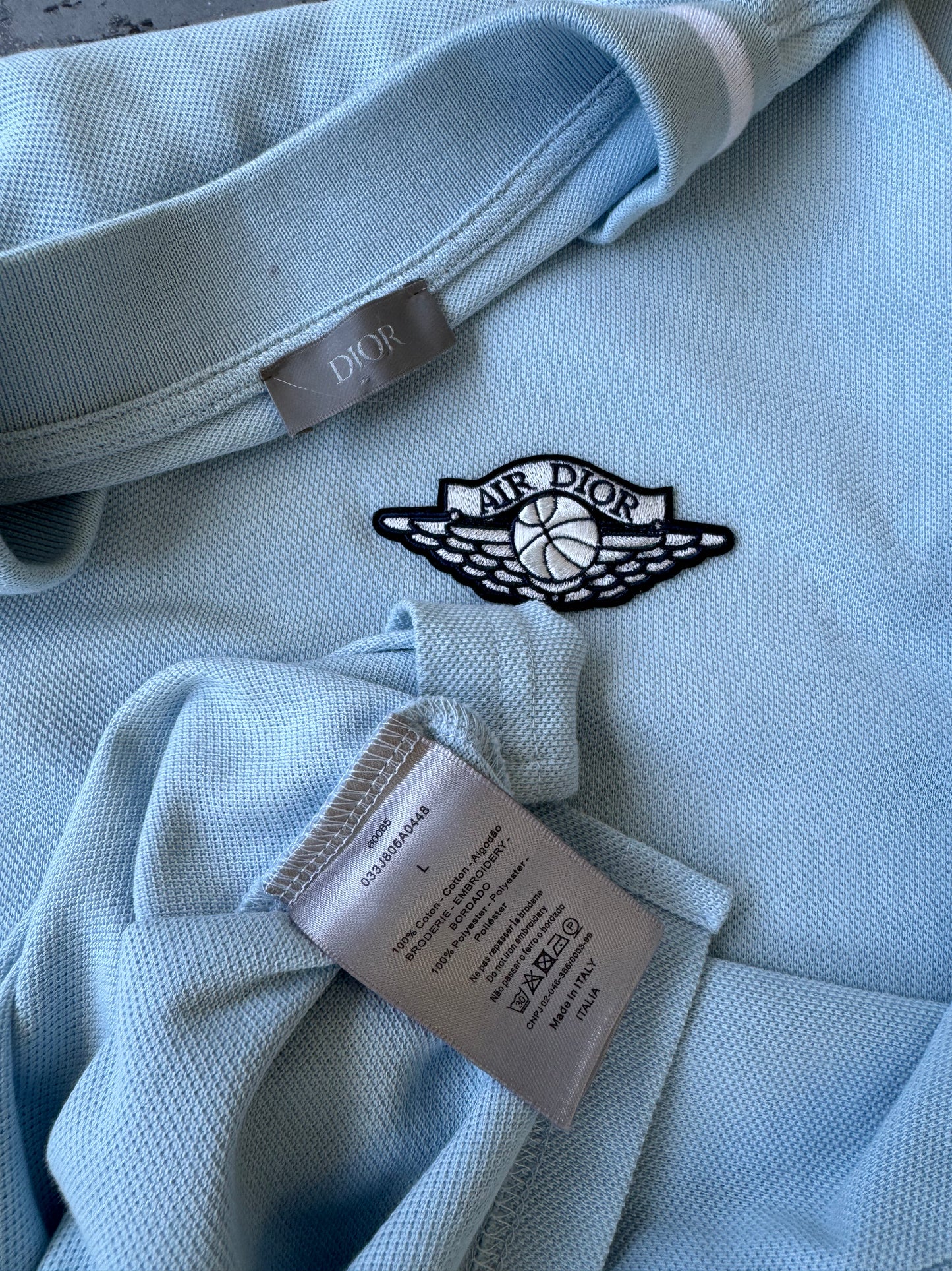 Air Dior Light blue Polo - Sz L