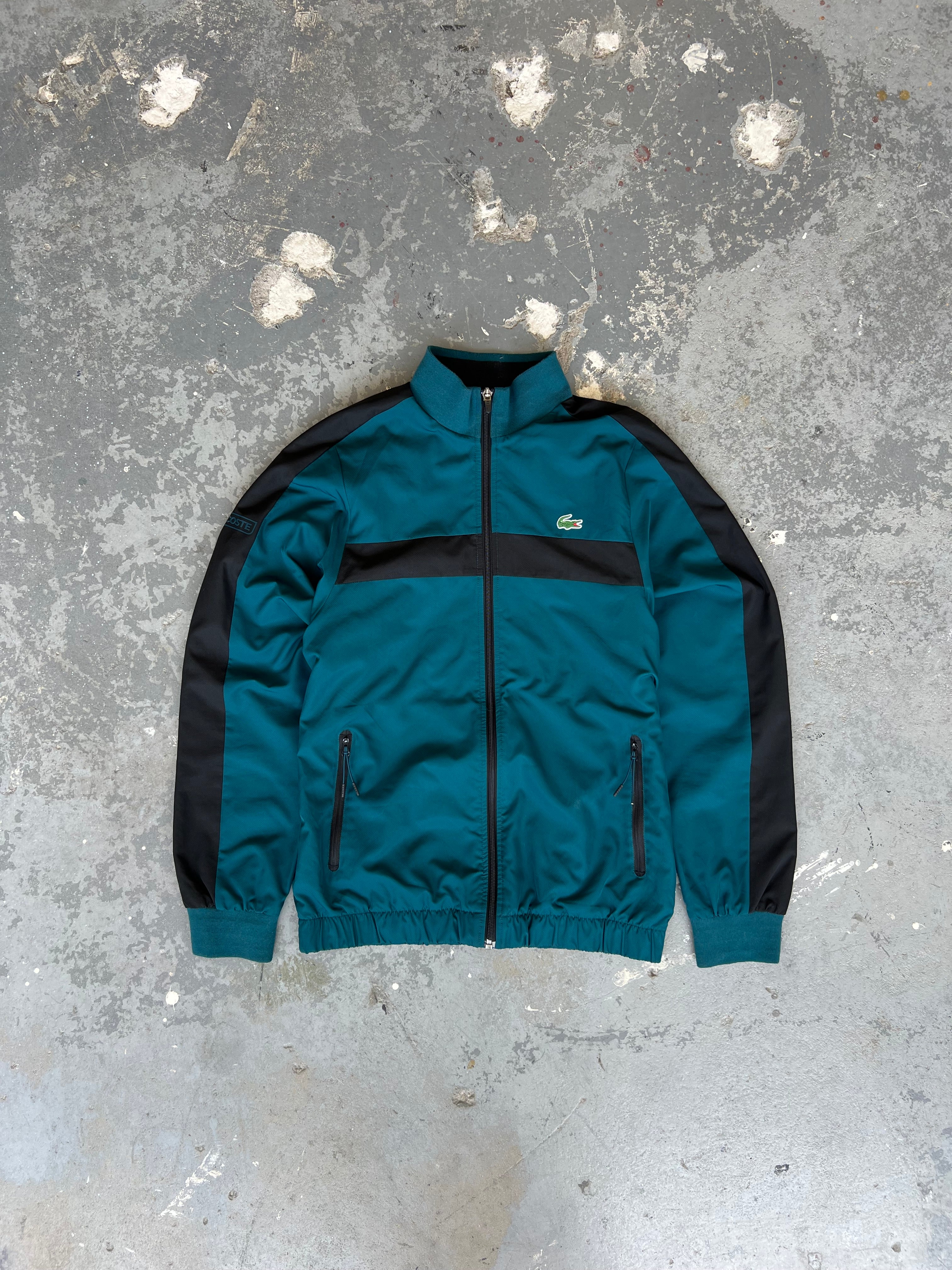 Lacoste Sport Zip-up Jacket Aqua/Black -Sz M