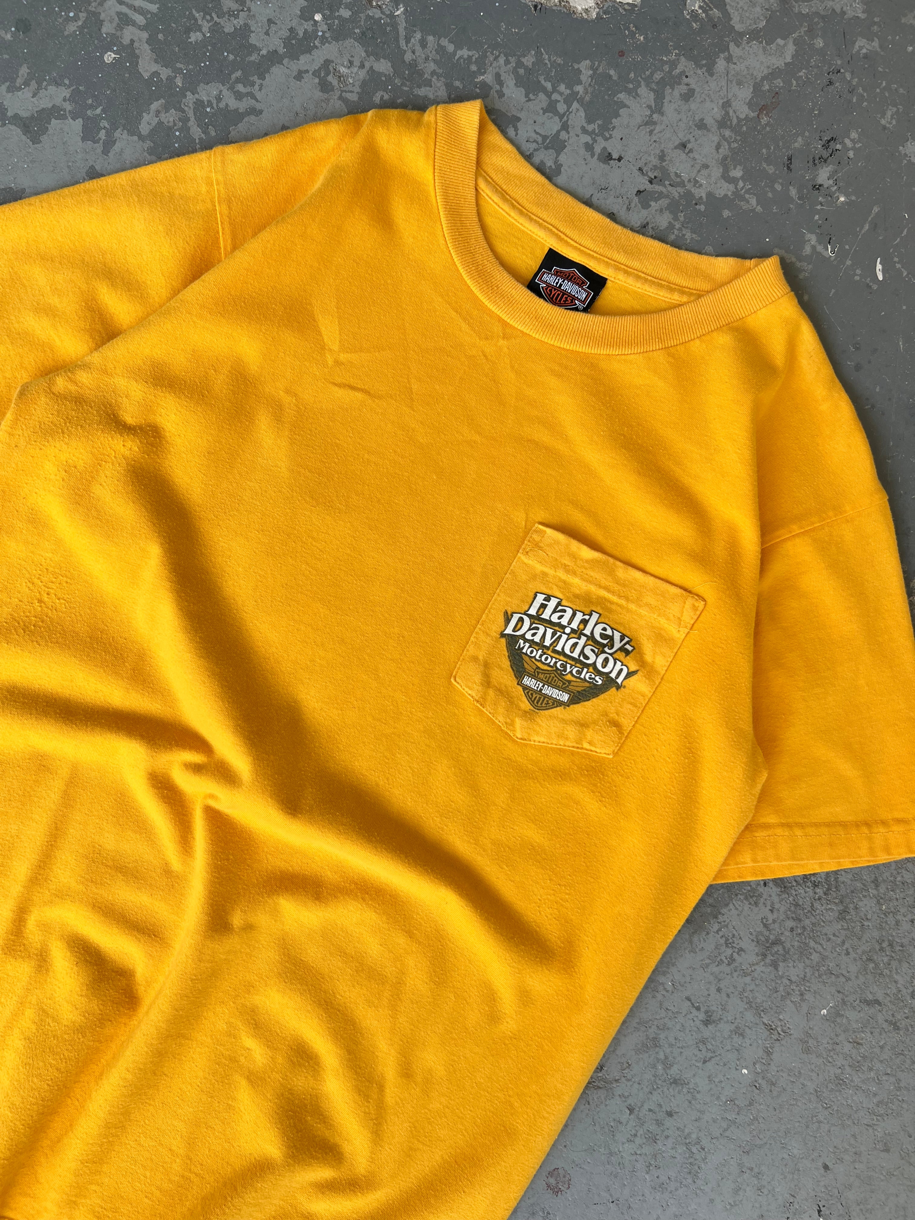 Y2K Harley Davidson Waco, Texas yellow tee - Sz M