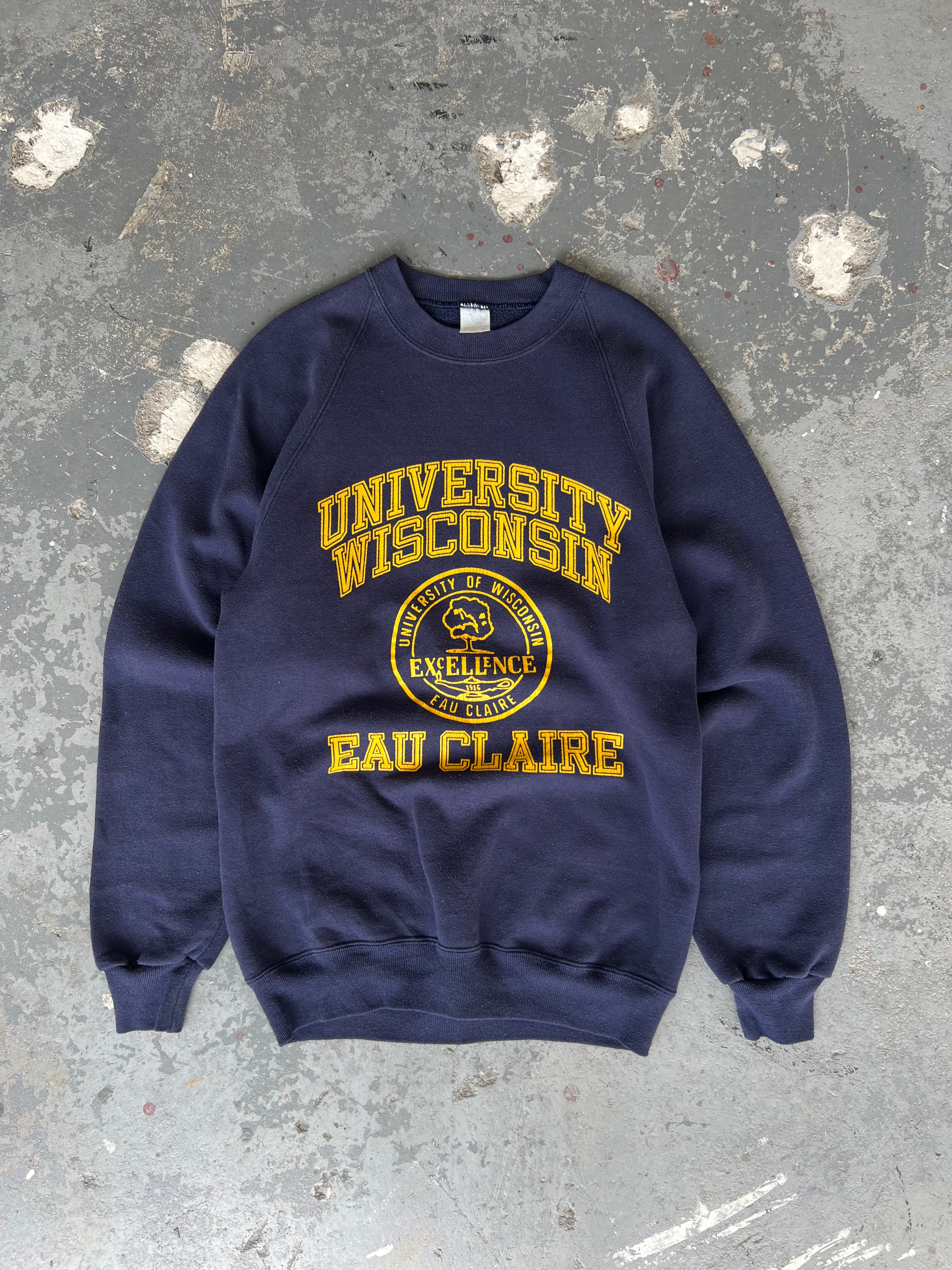 80s University Of wisconsin Navy crewneck - Sz M