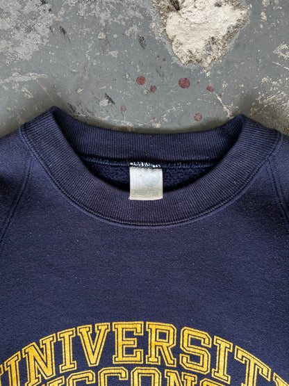 80s University Of wisconsin Navy crewneck - Sz M