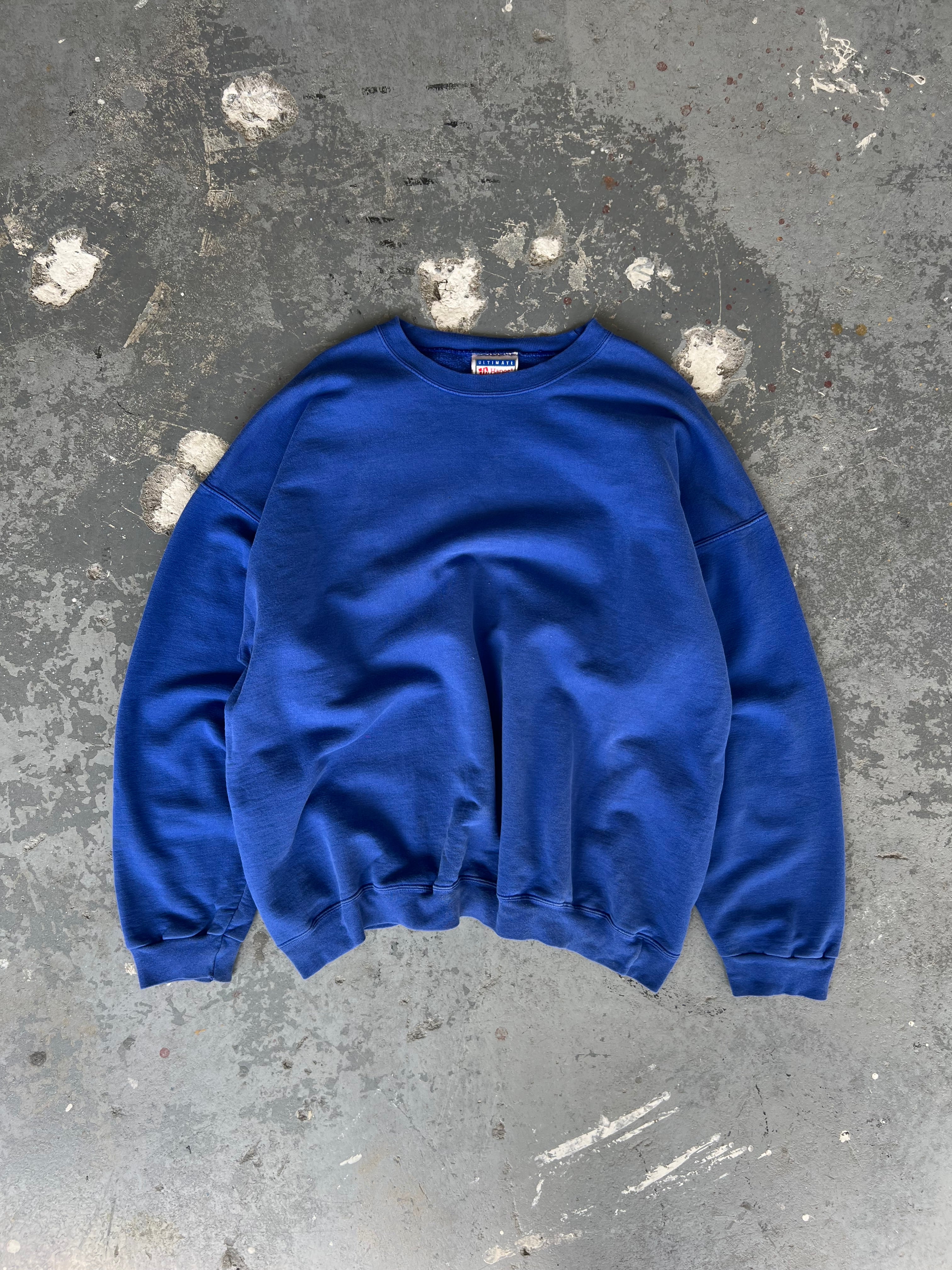 90s Hanes Blank Blue Crewneck - XL